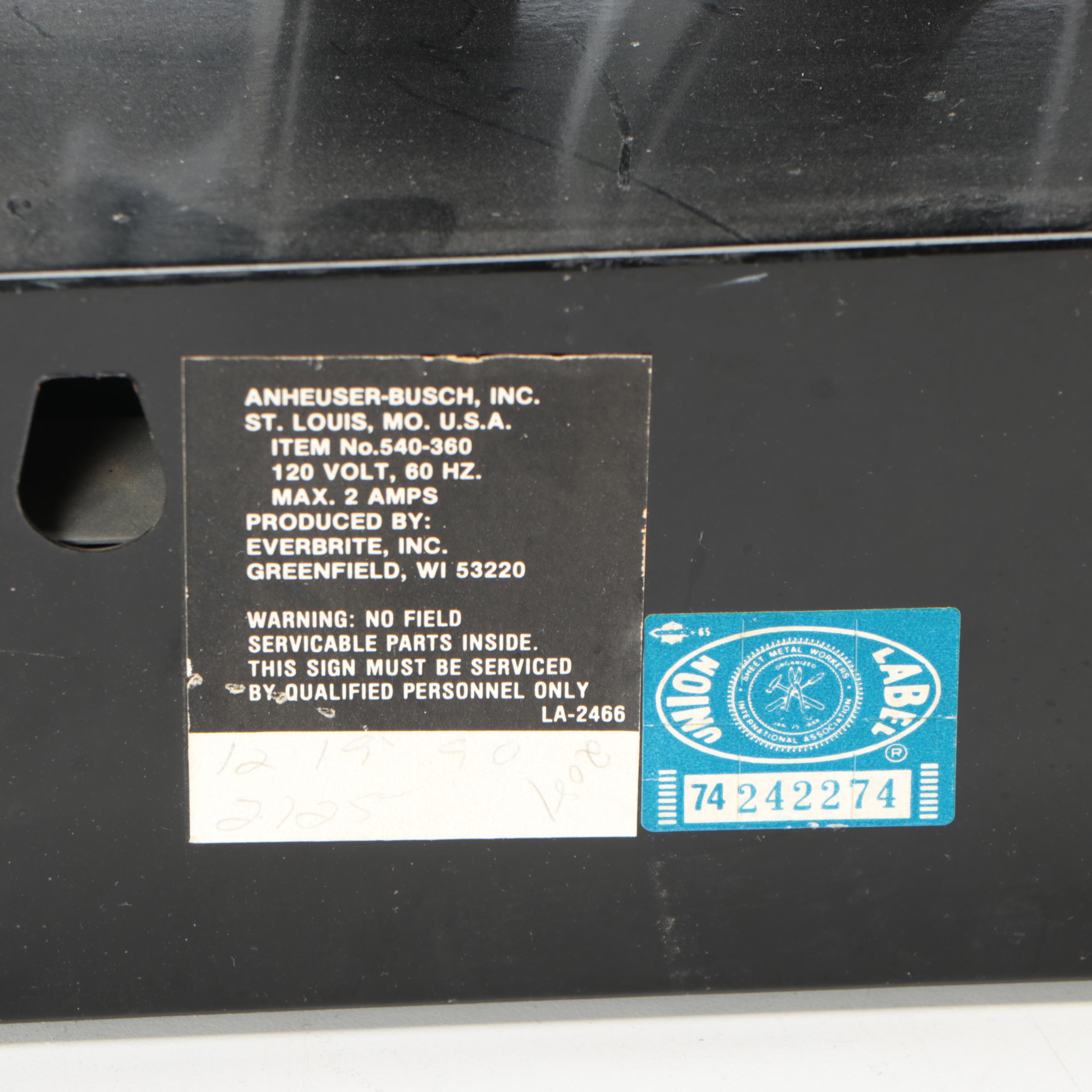 Bud Dry Cold Filtered Draft Illuminated Advertising Sign, 1990s