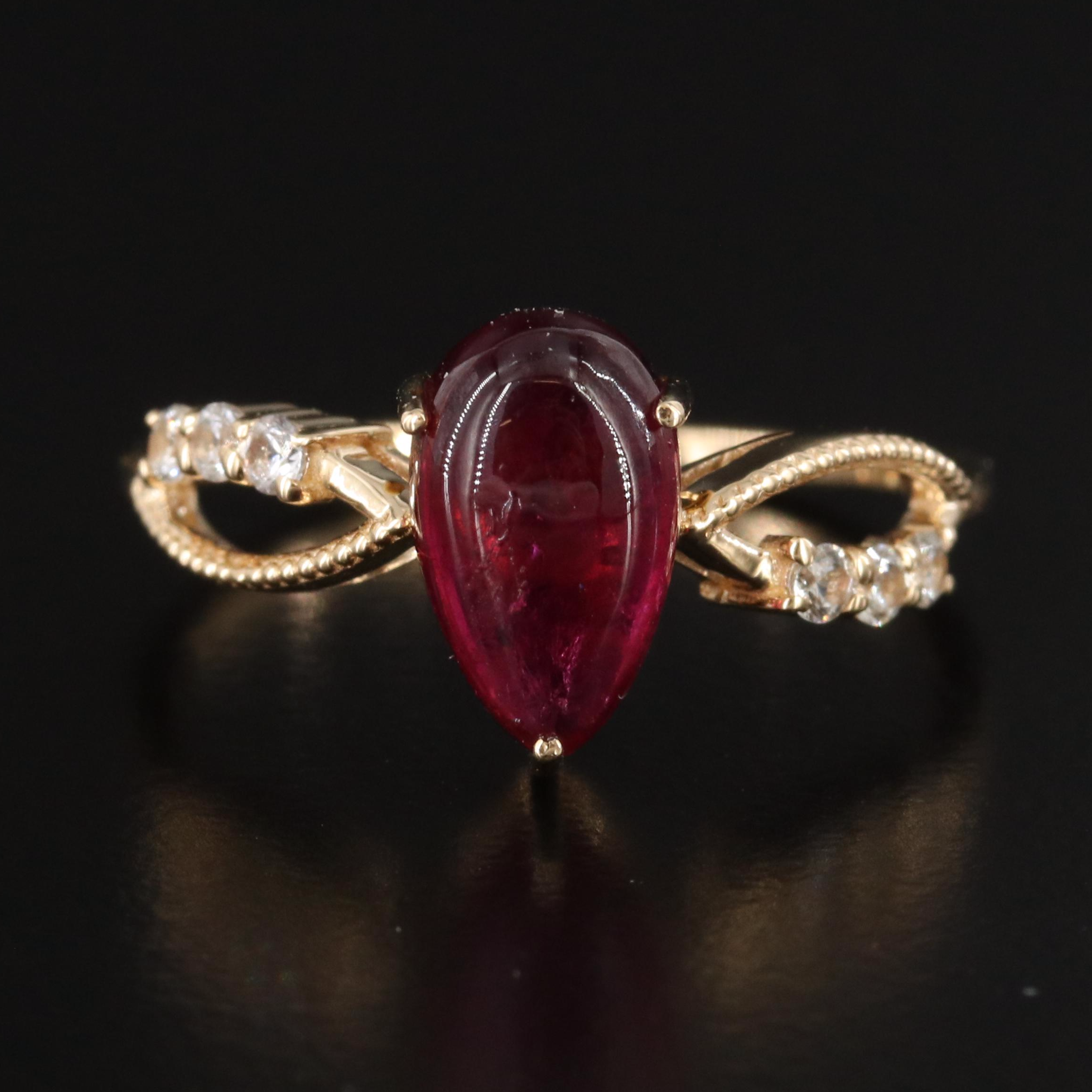 14K Tourmaline and White Sapphire Ring