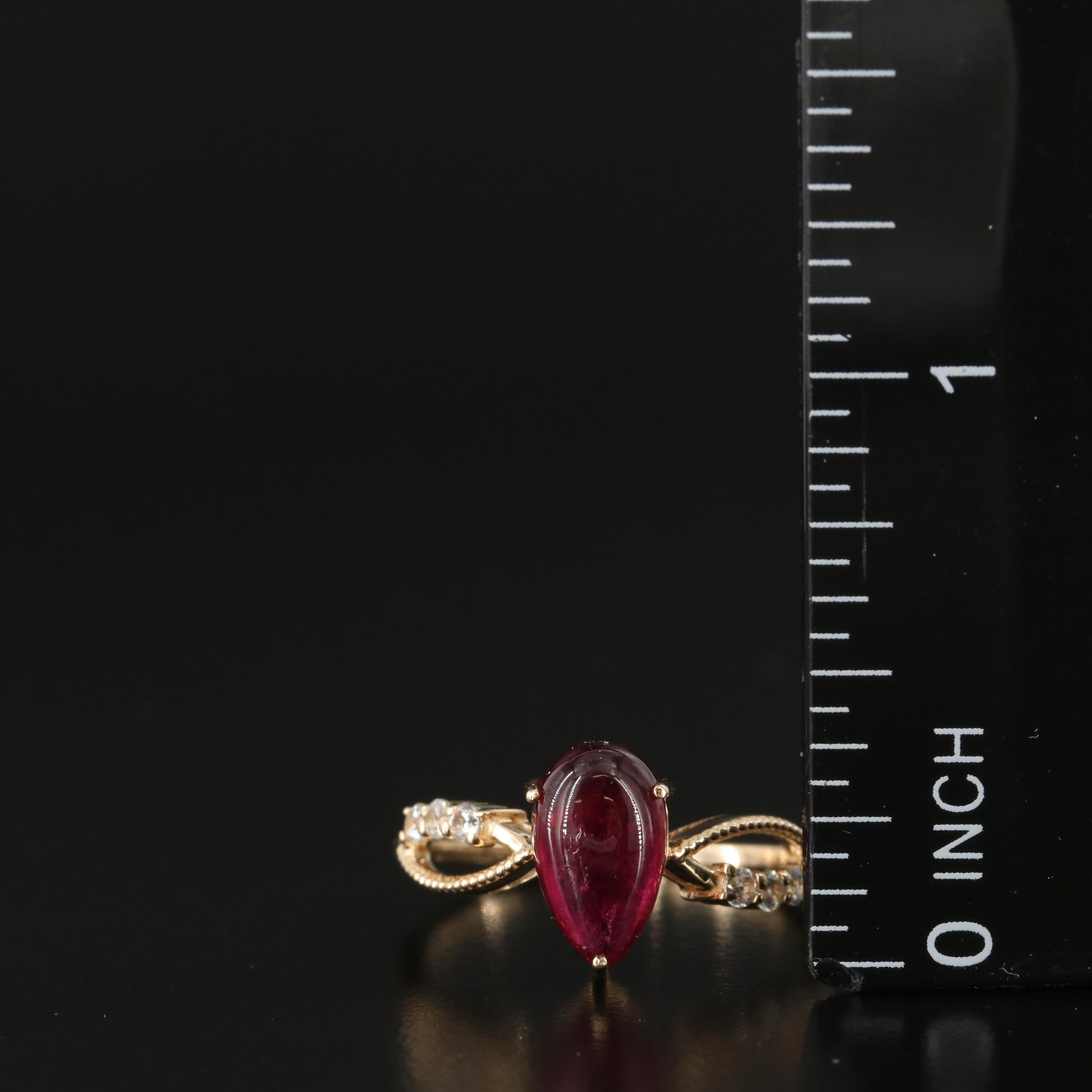 14K Tourmaline and White Sapphire Ring