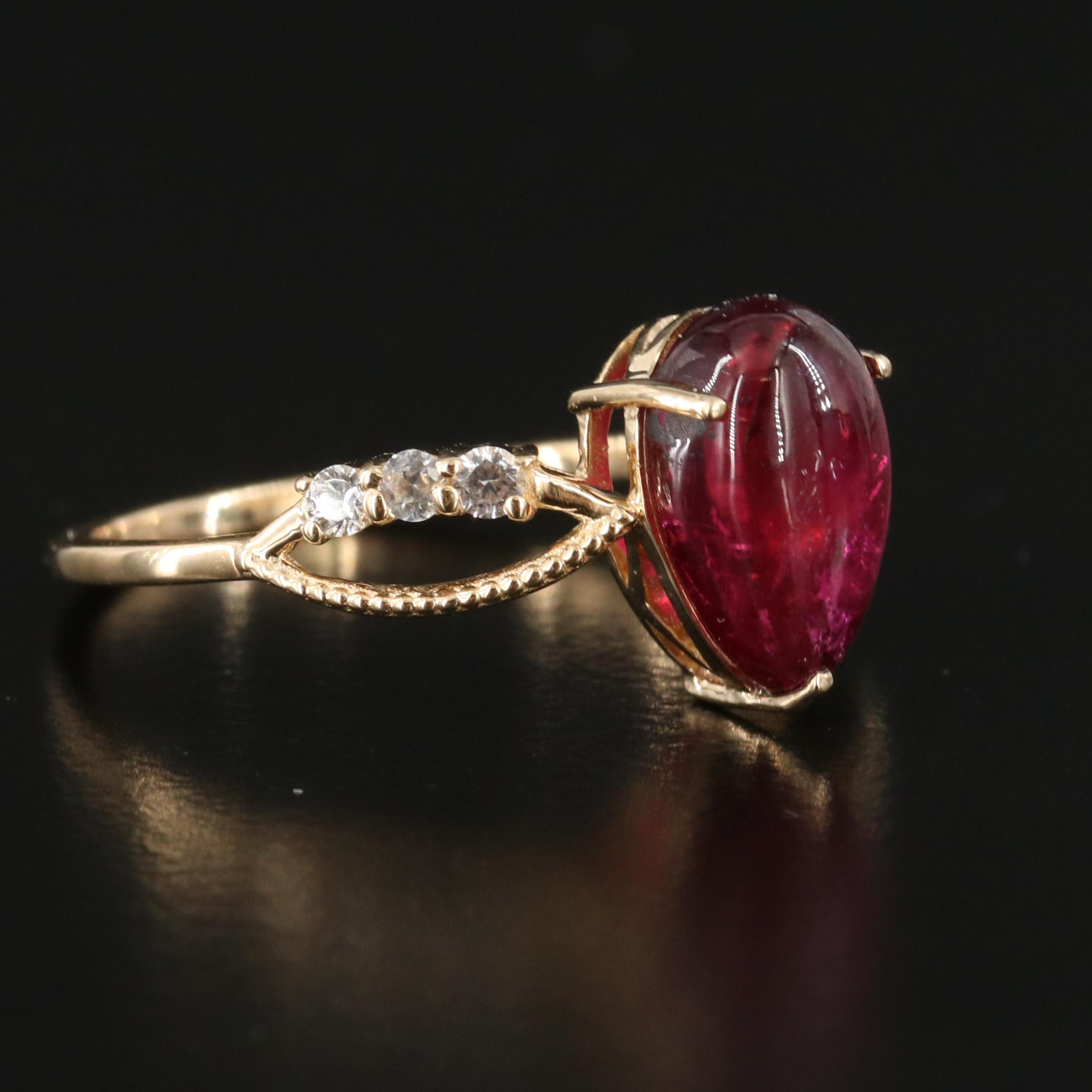 14K Tourmaline and White Sapphire Ring