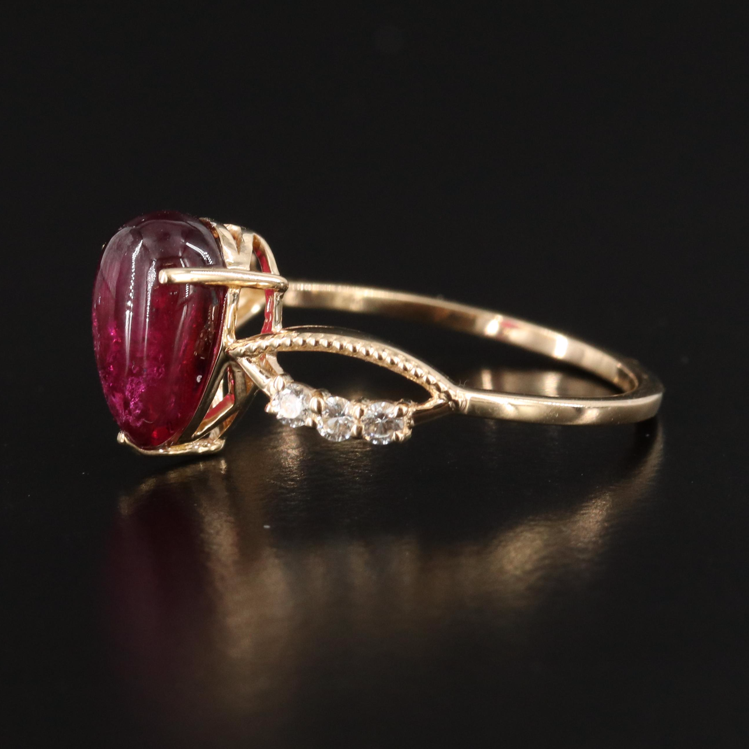 14K Tourmaline and White Sapphire Ring