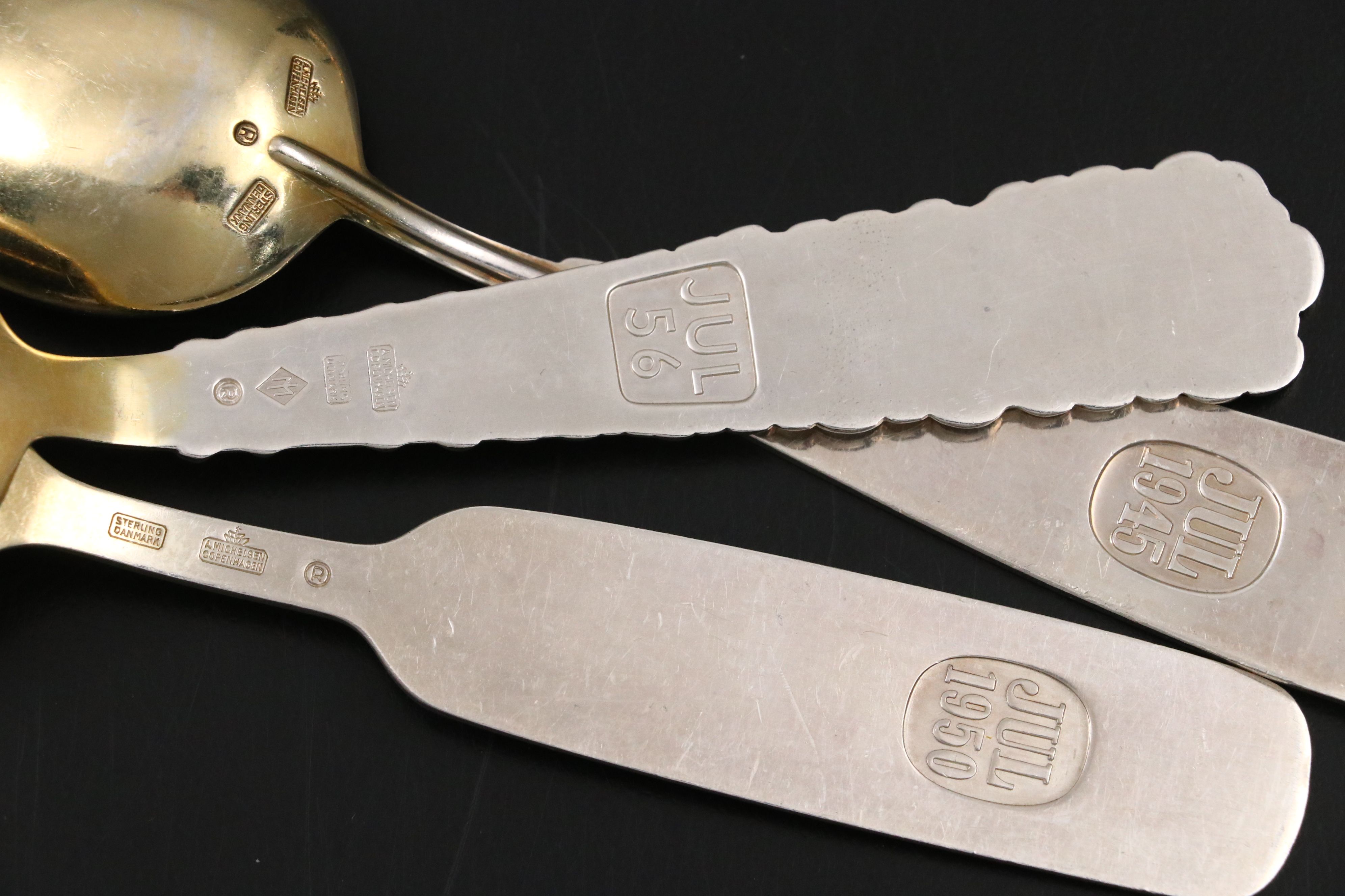 A. Michelsen Danish Sterling Silver and Enamel Annual Spoons, Mid-20th Century