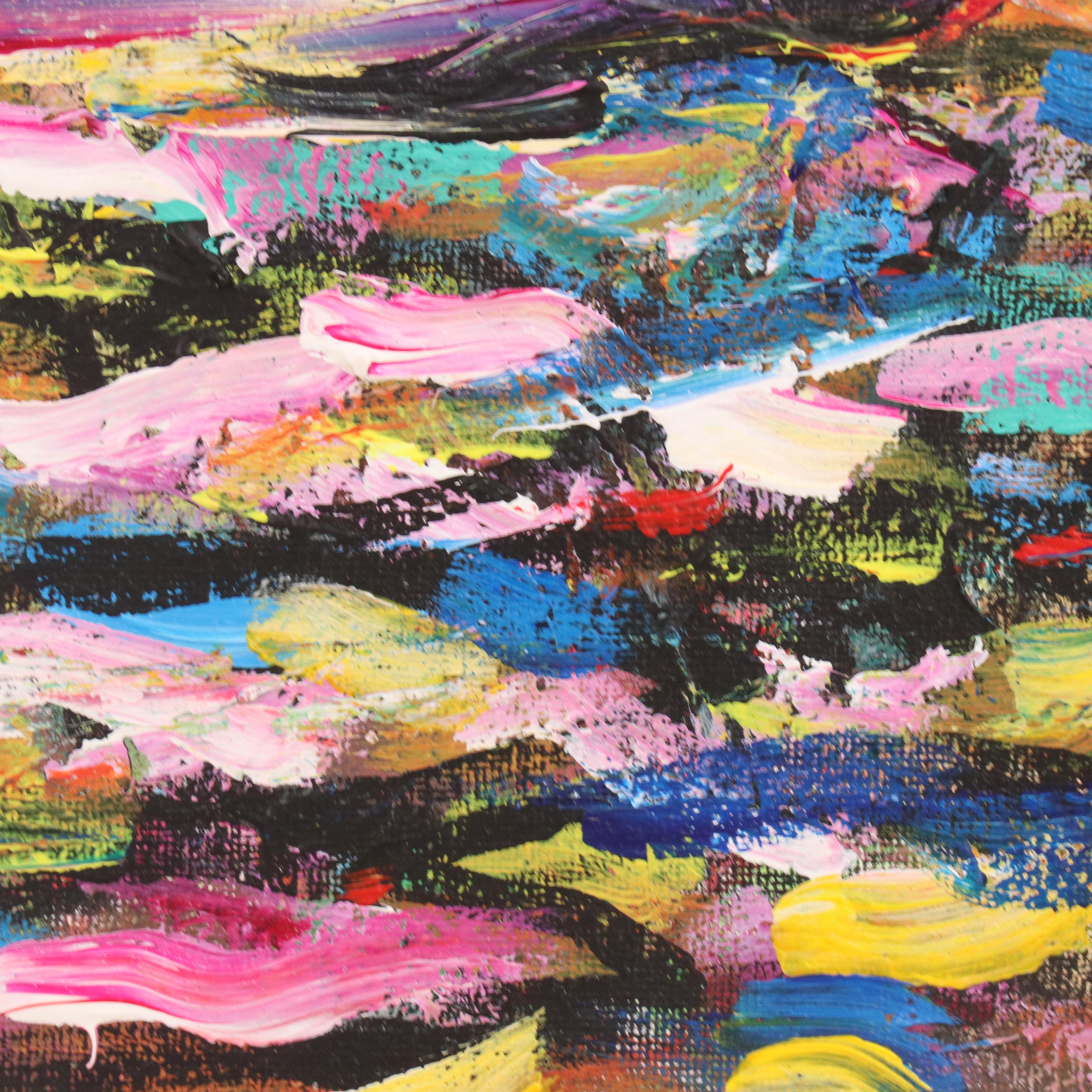 Elle Raines Stylized Acrylic Painting "School of Sardines #1," 21st Century