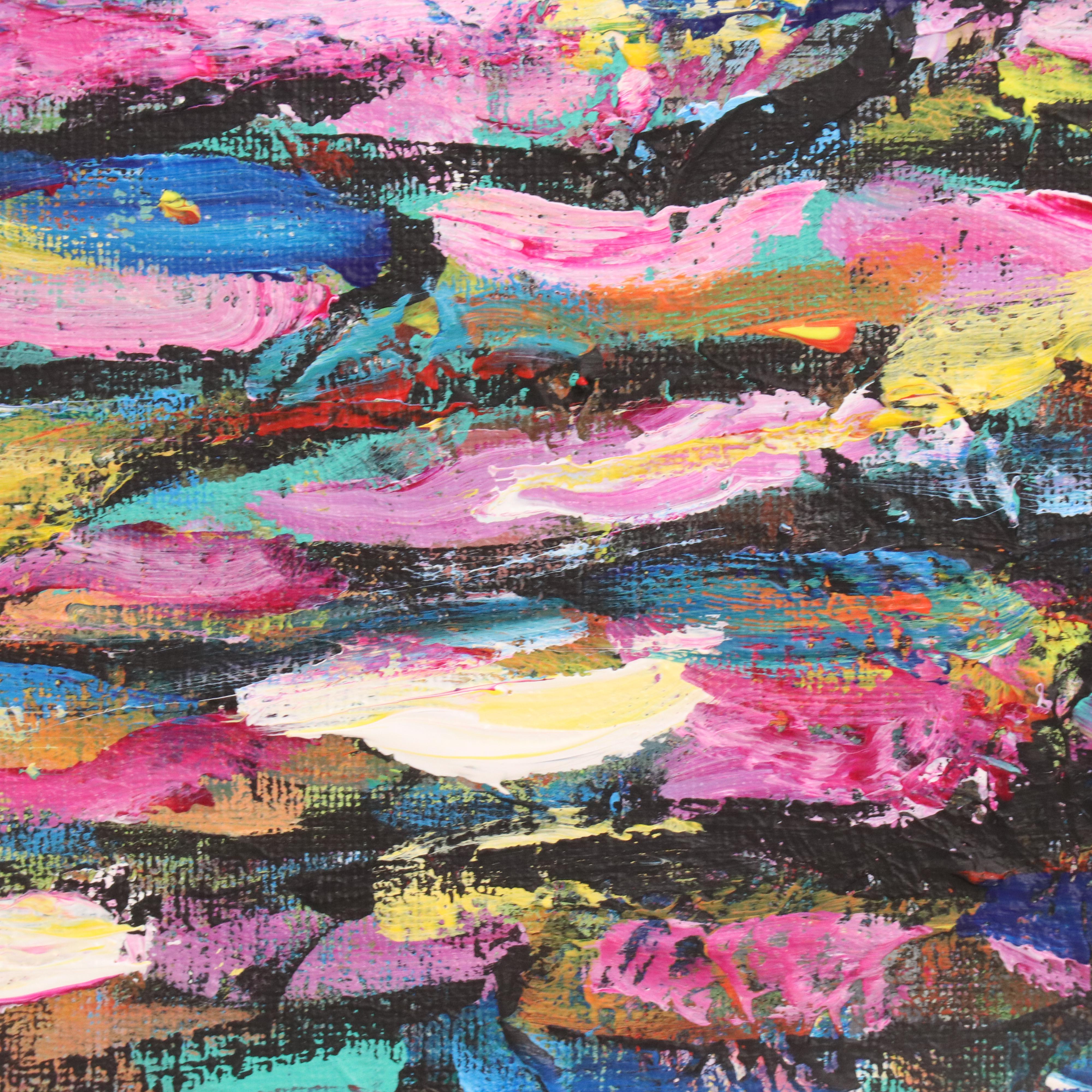 Elle Raines Stylized Acrylic Painting "School of Sardines #1," 21st Century