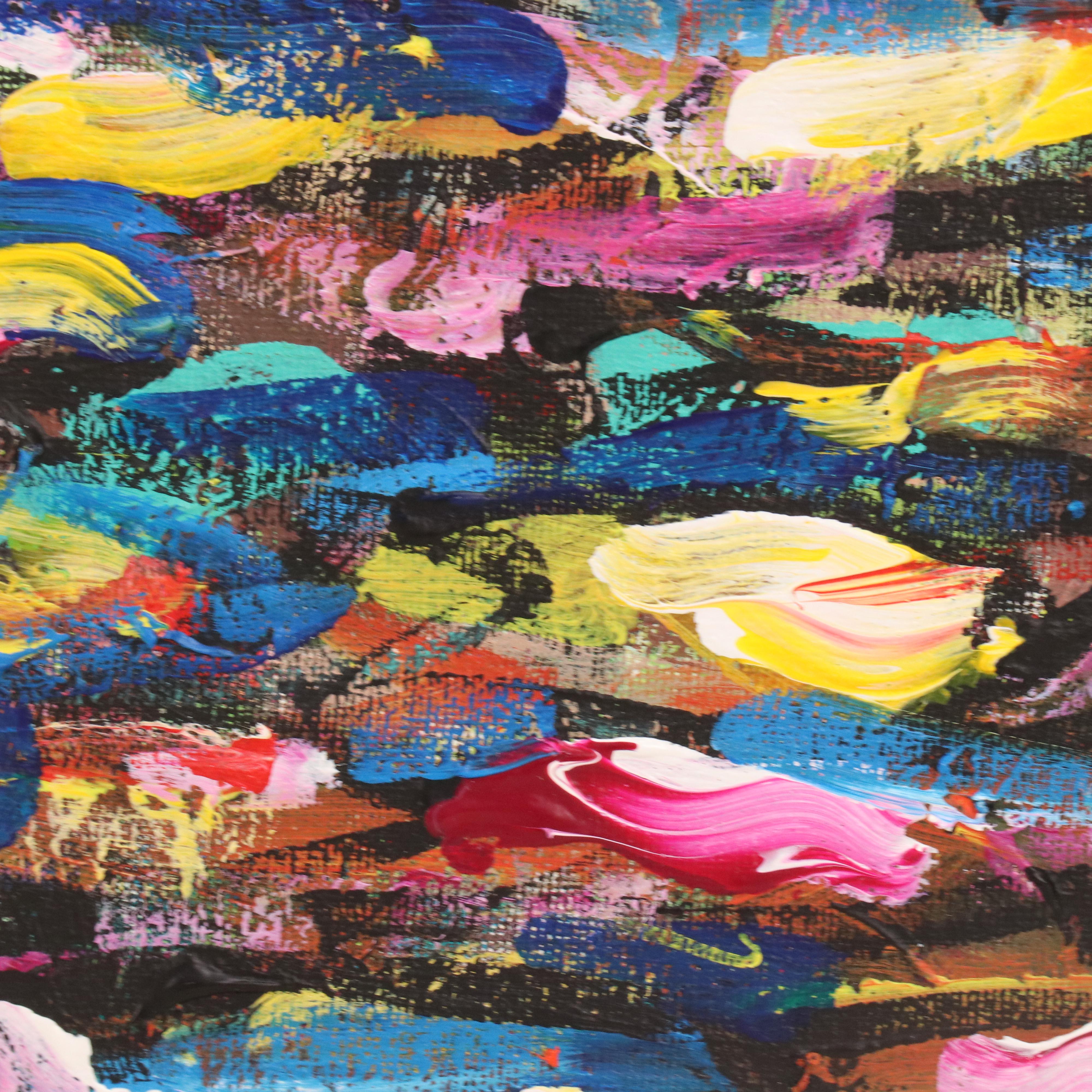 Elle Raines Stylized Acrylic Painting "School of Sardines #1," 21st Century