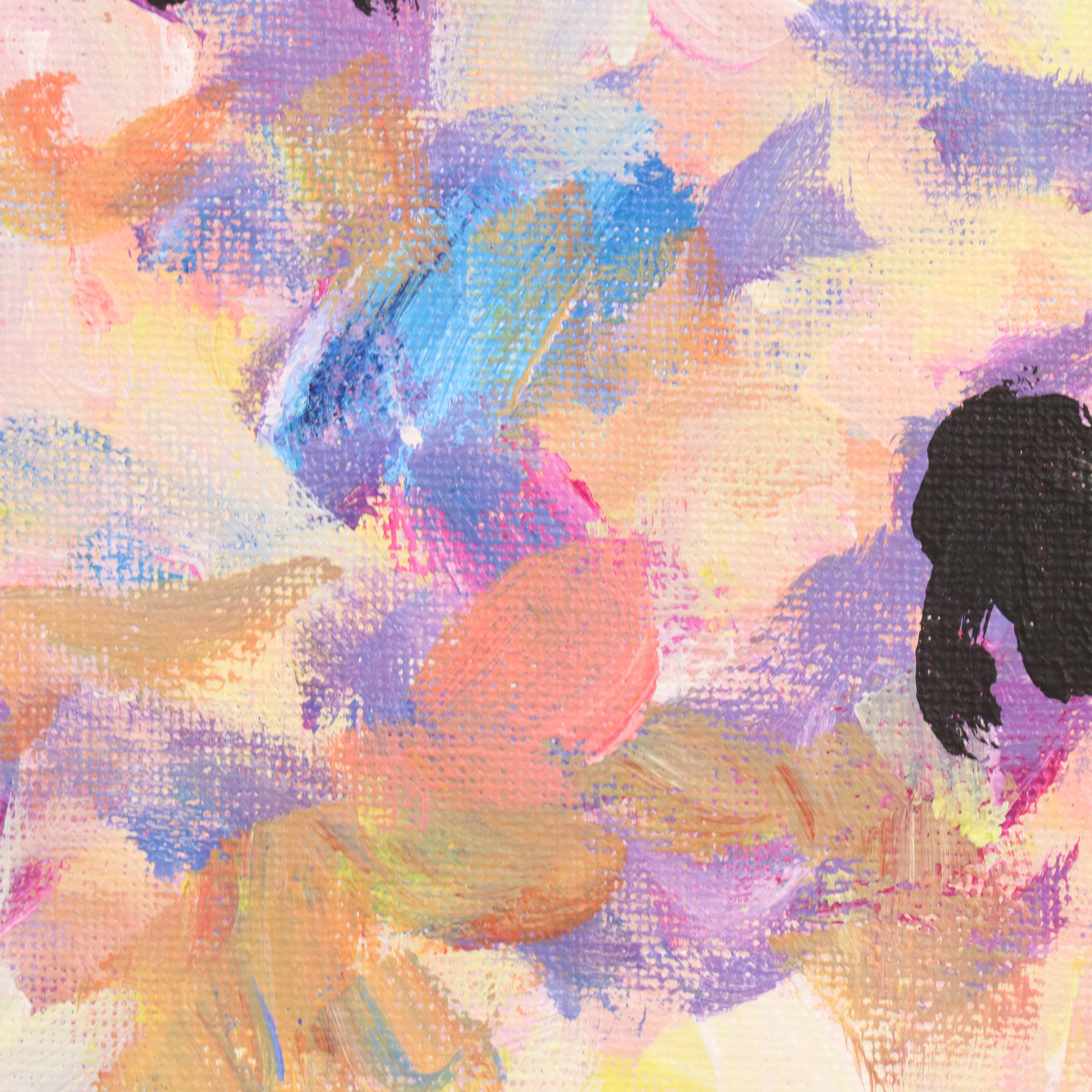 Elle Raines Stylized Acrylic Painting "Flock of Sheep #6," 21st Century