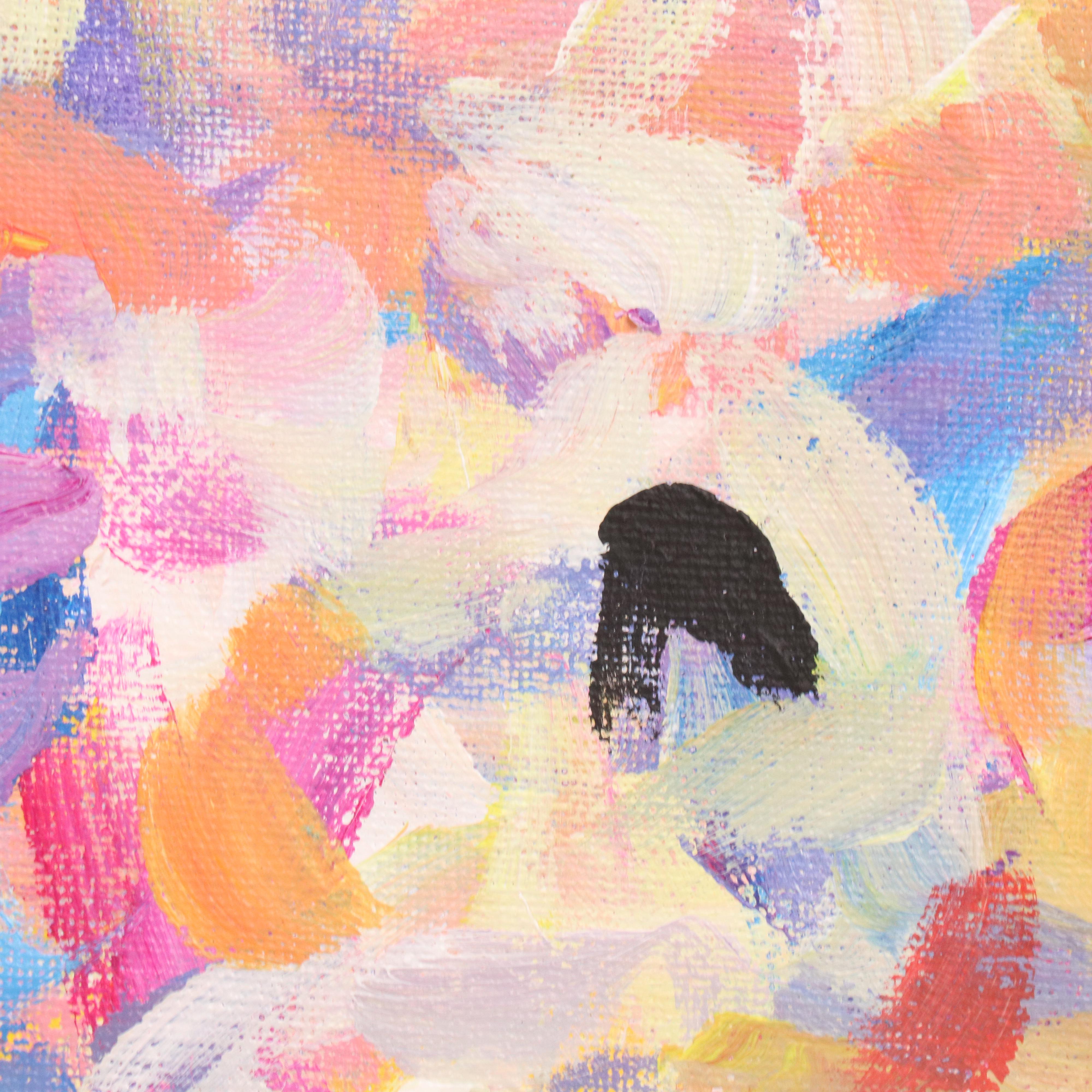 Elle Raines Stylized Acrylic Painting "Flock of Sheep #6," 21st Century