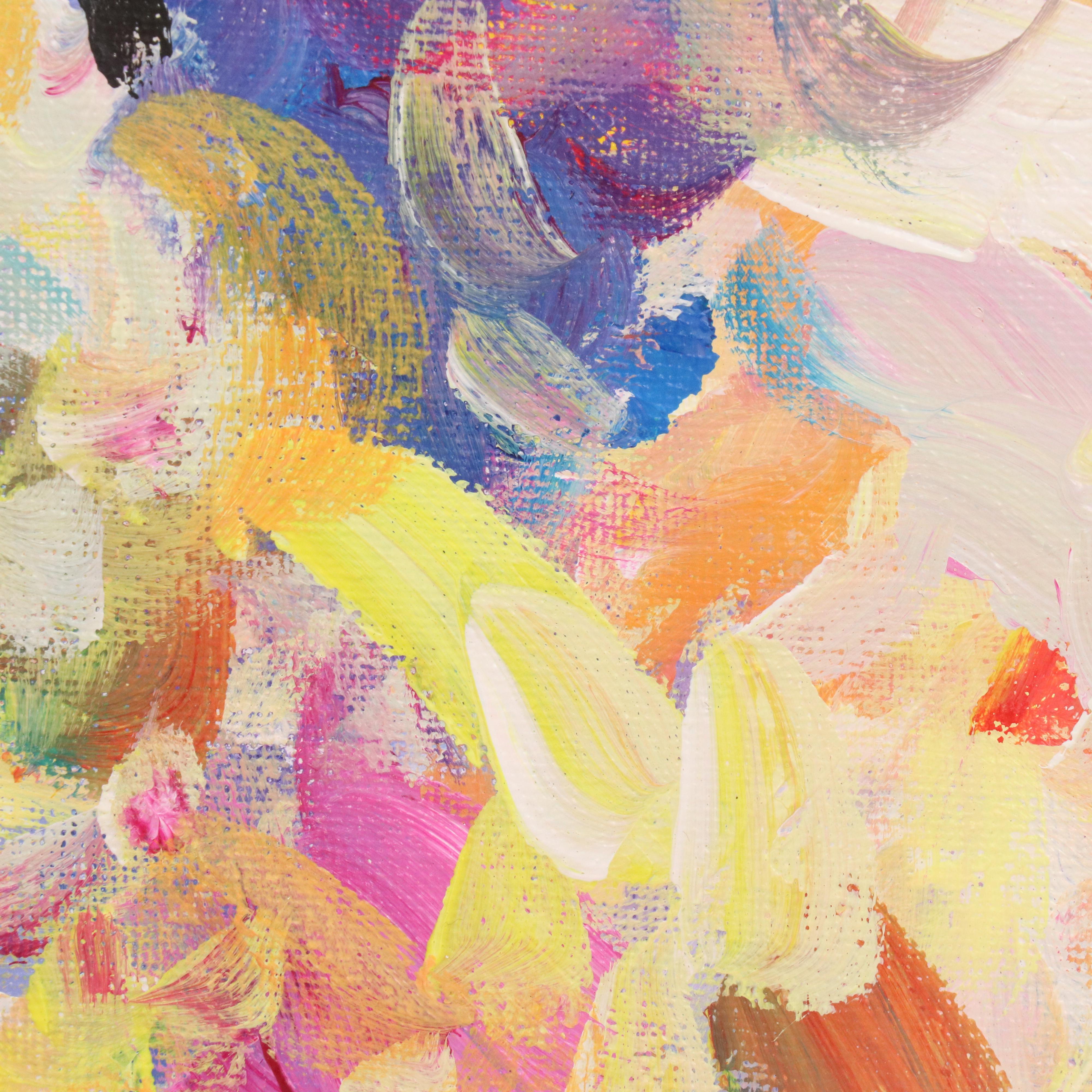 Elle Raines Stylized Acrylic Painting "Flock of Sheep #6," 21st Century