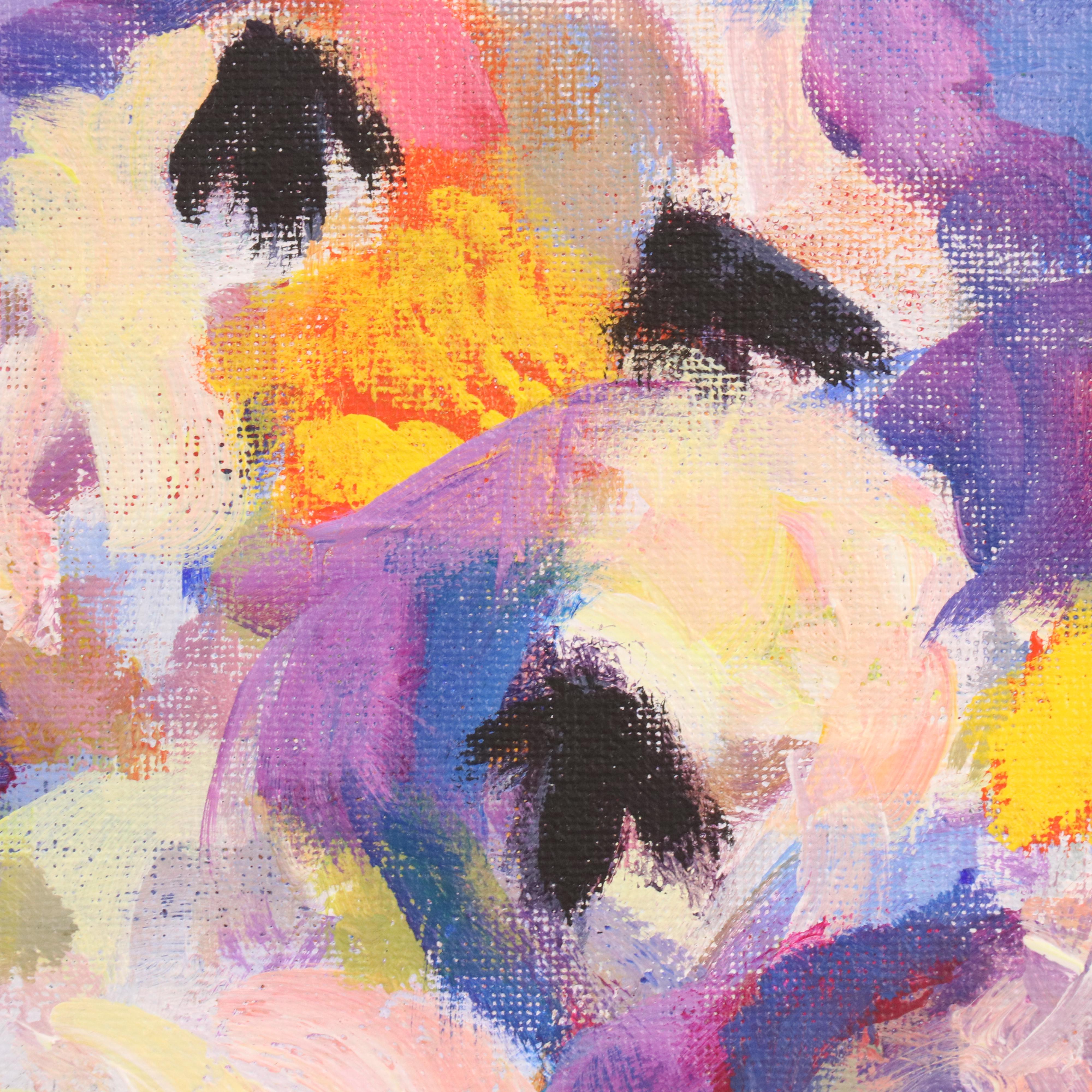 Elle Raines Stylized Acrylic Painting "Flock of Sheep #5," 21st Century