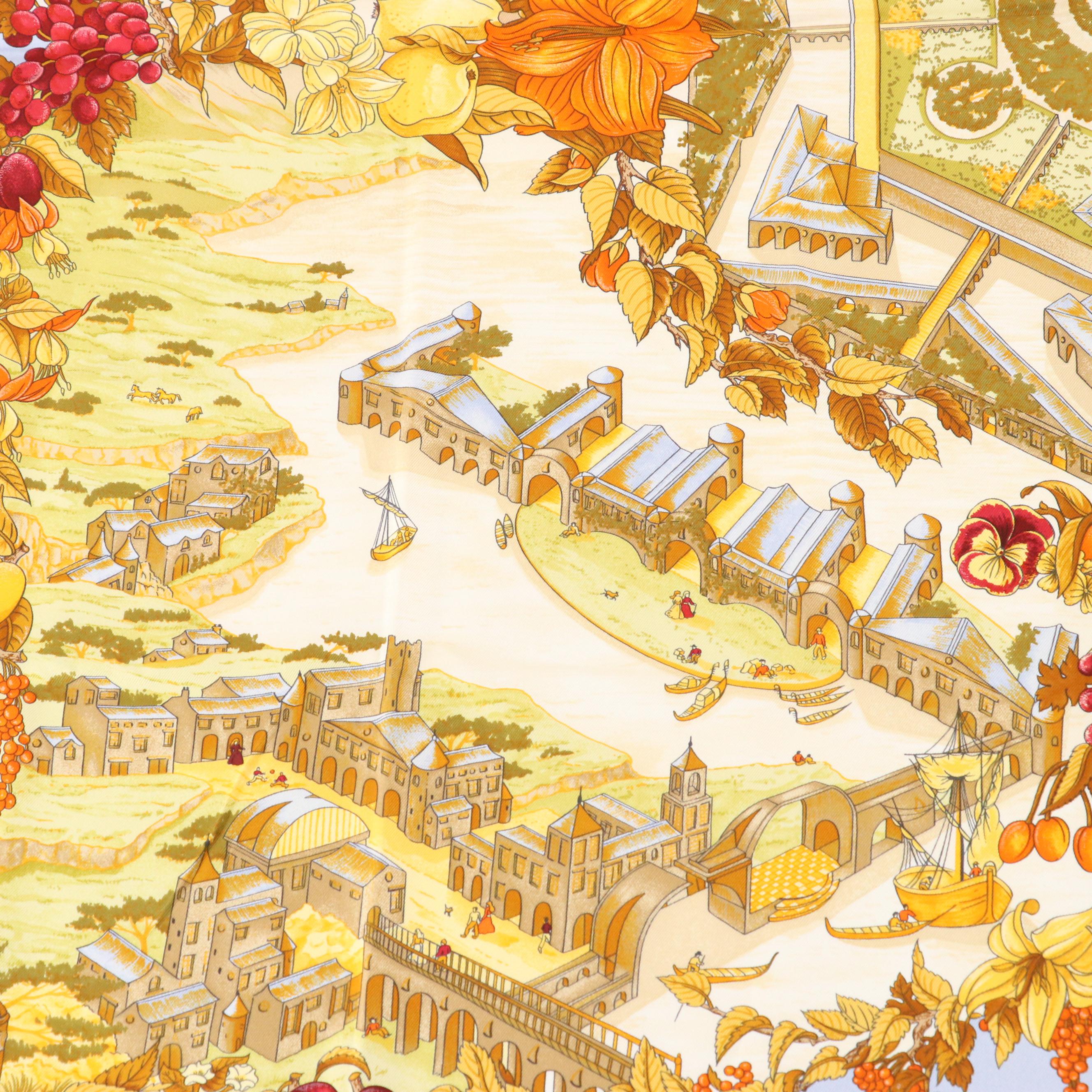 Hermès "Au Pays de Cocagne" Scarf 90 in Silk Twill