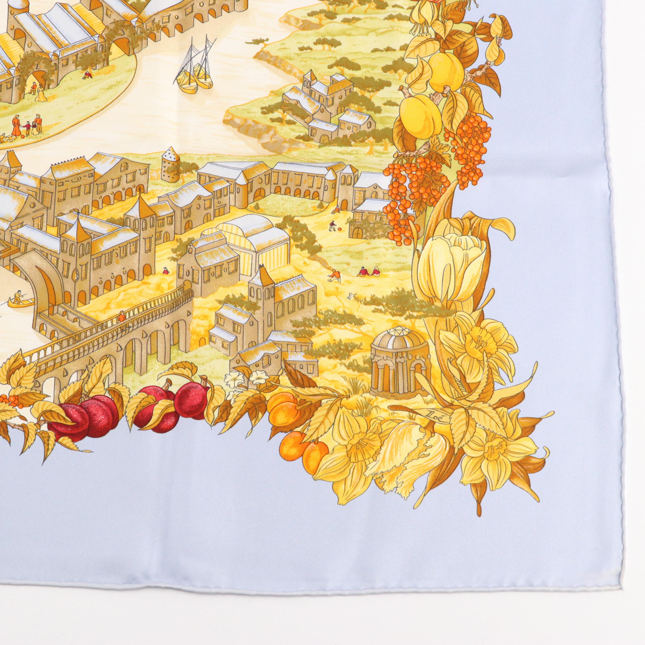 Hermès "Au Pays de Cocagne" Scarf 90 in Silk Twill