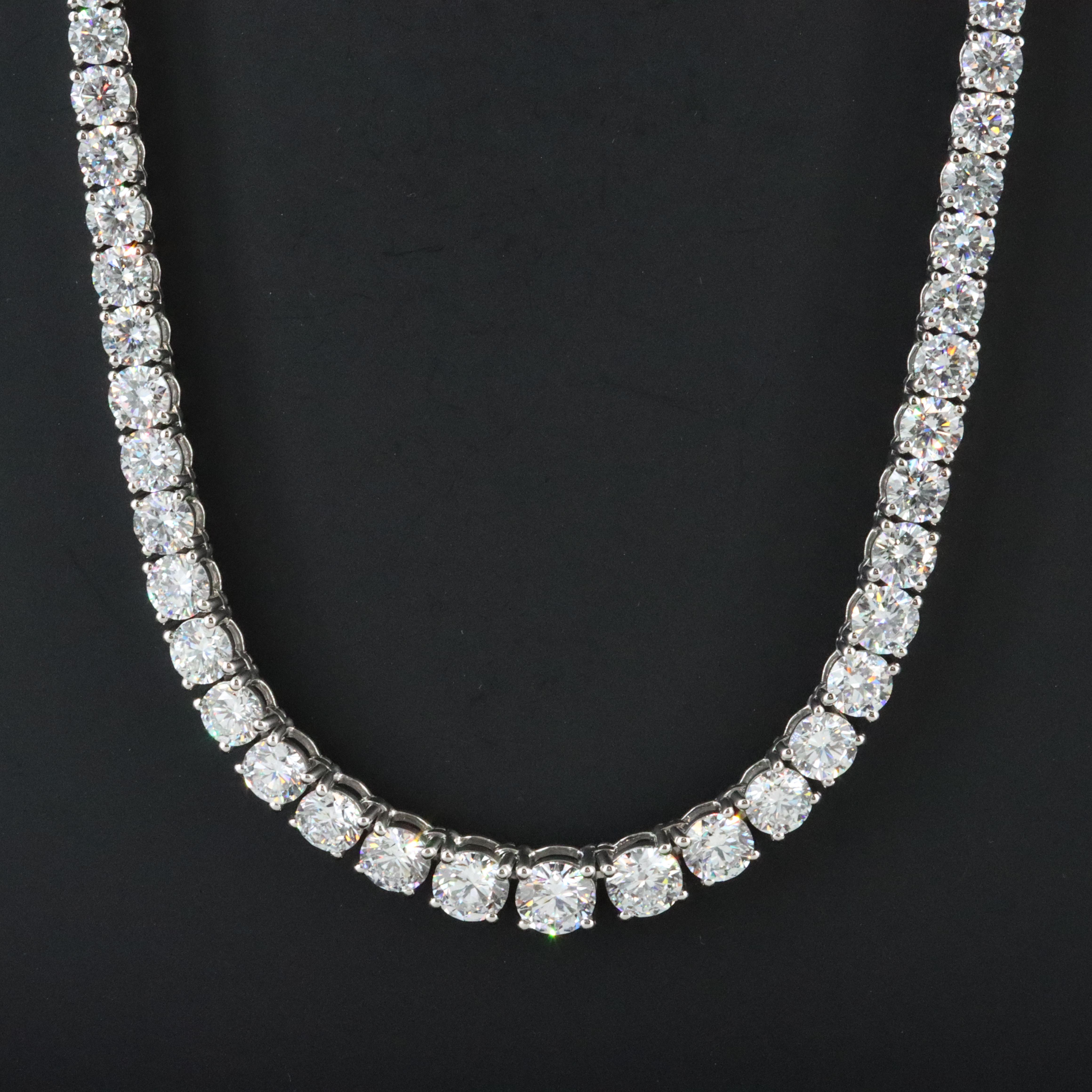 Platinum 30.22 CTW Lab Grown Diamond Riviera Necklace