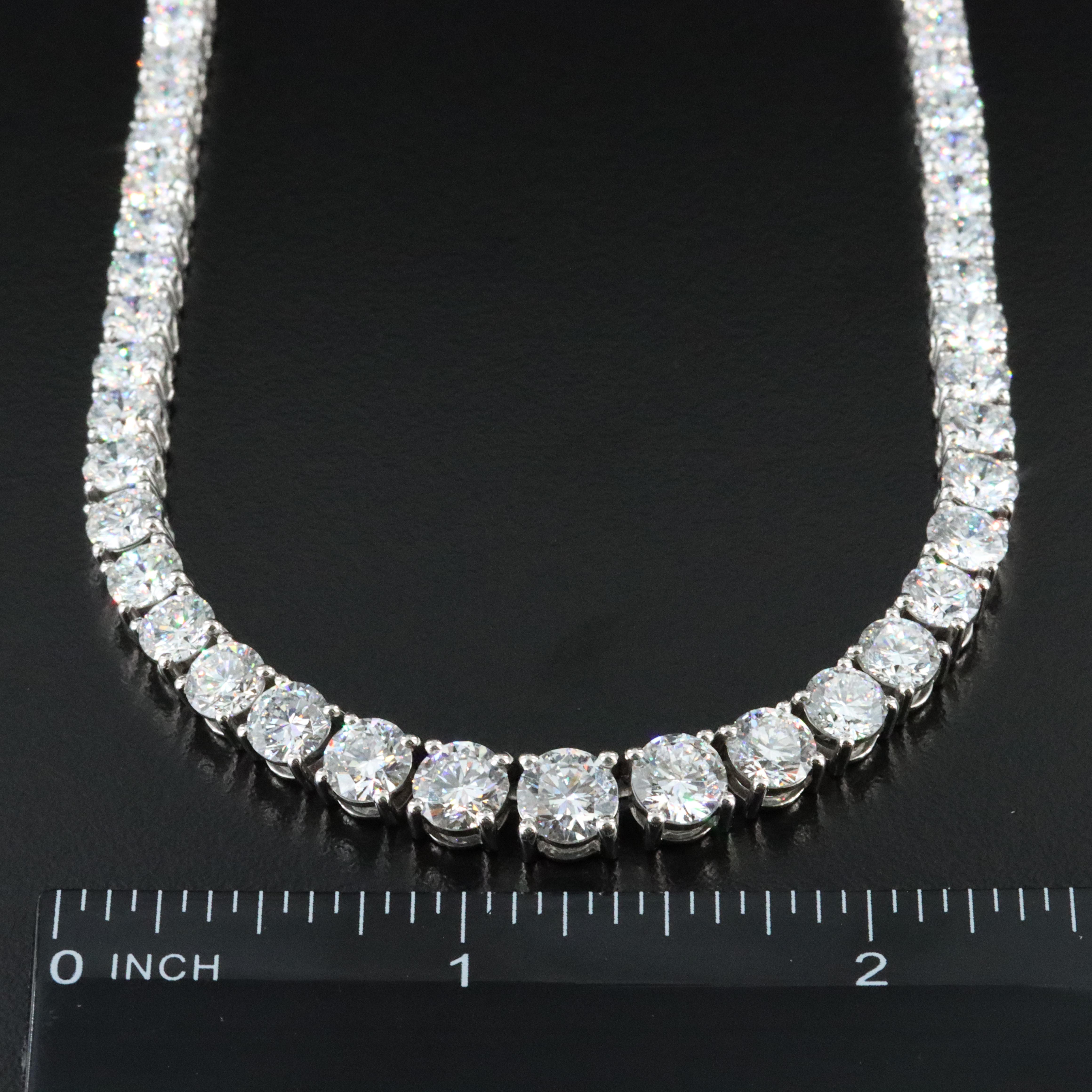 Platinum 30.22 CTW Lab Grown Diamond Riviera Necklace