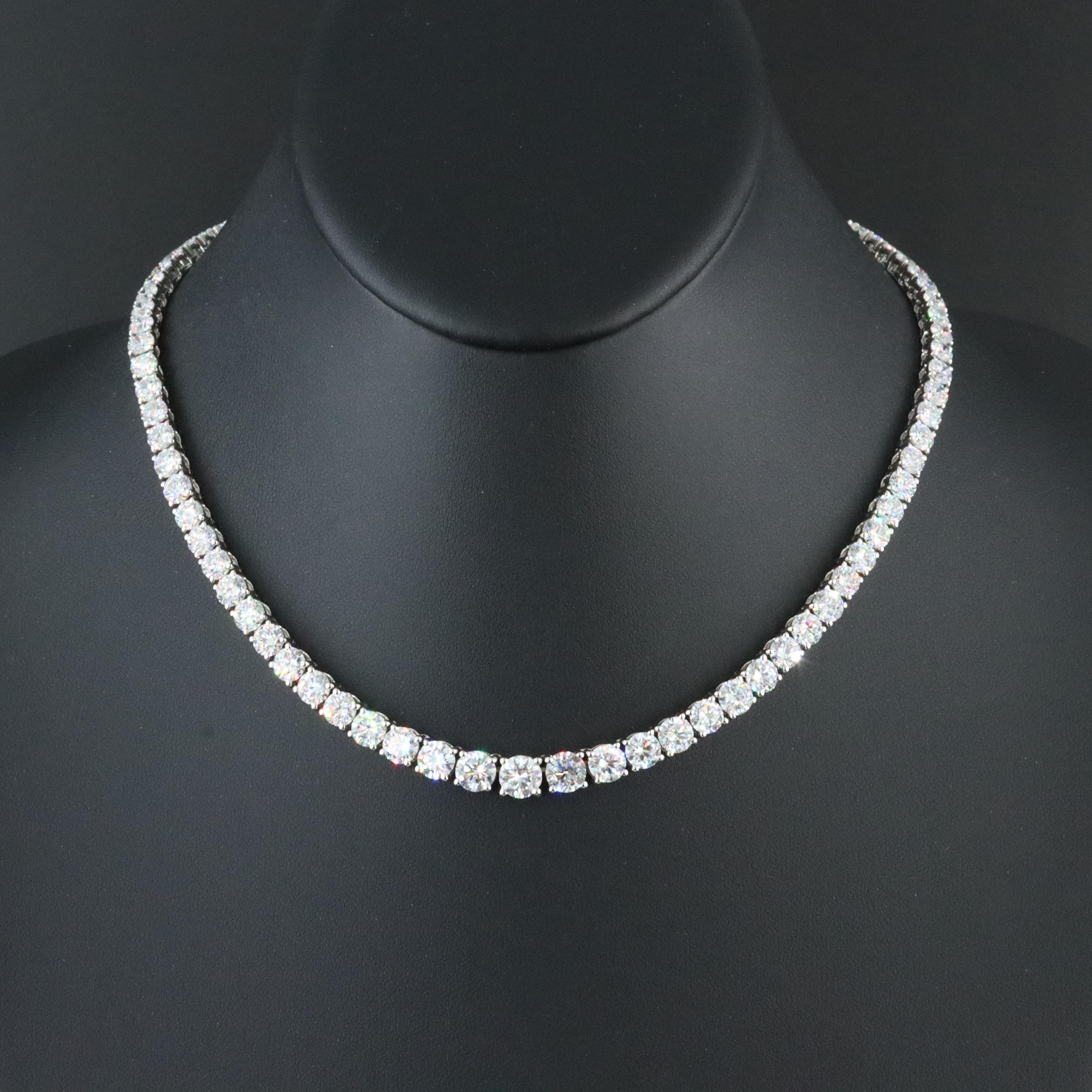 Platinum 30.22 CTW Lab Grown Diamond Riviera Necklace