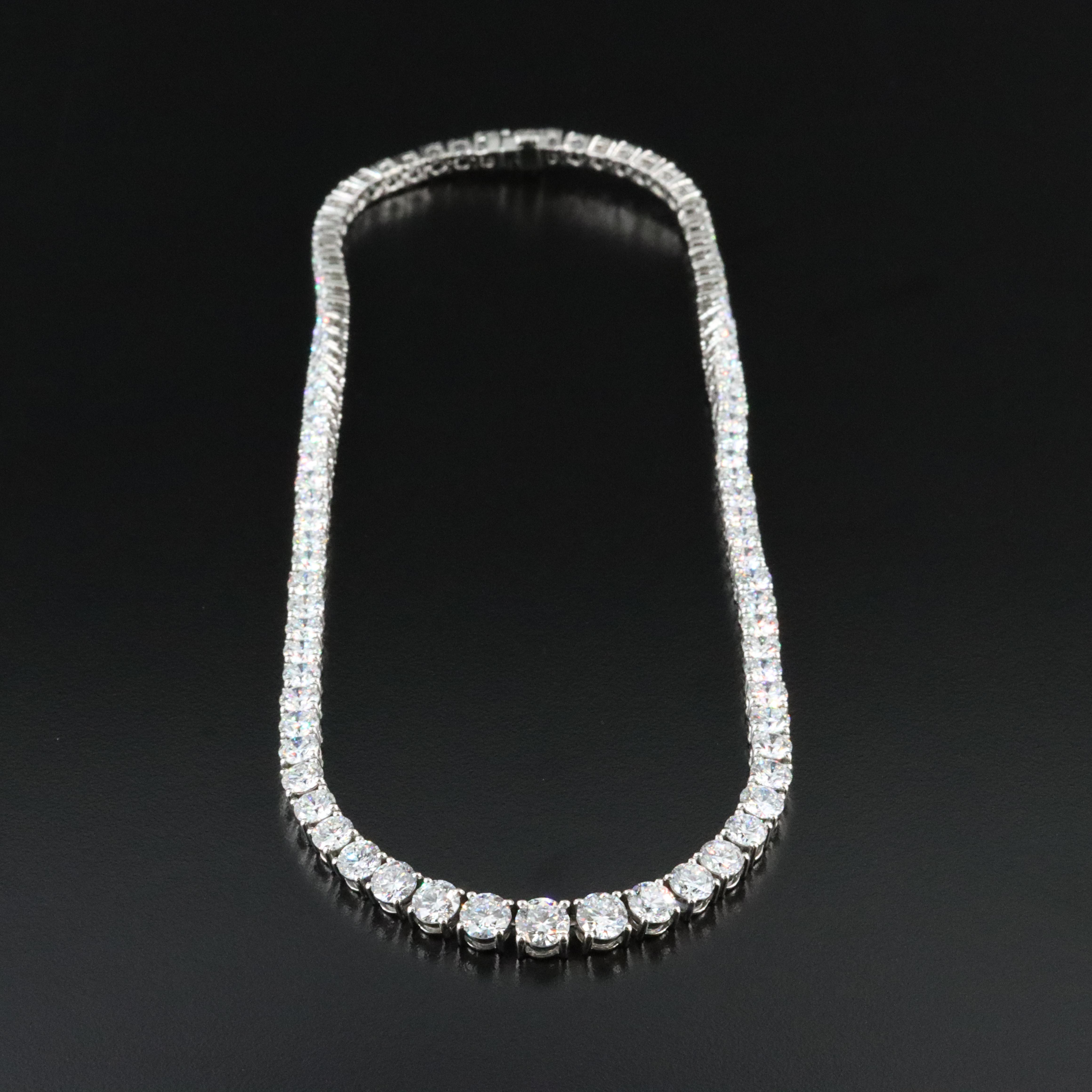 Platinum 30.22 CTW Lab Grown Diamond Riviera Necklace