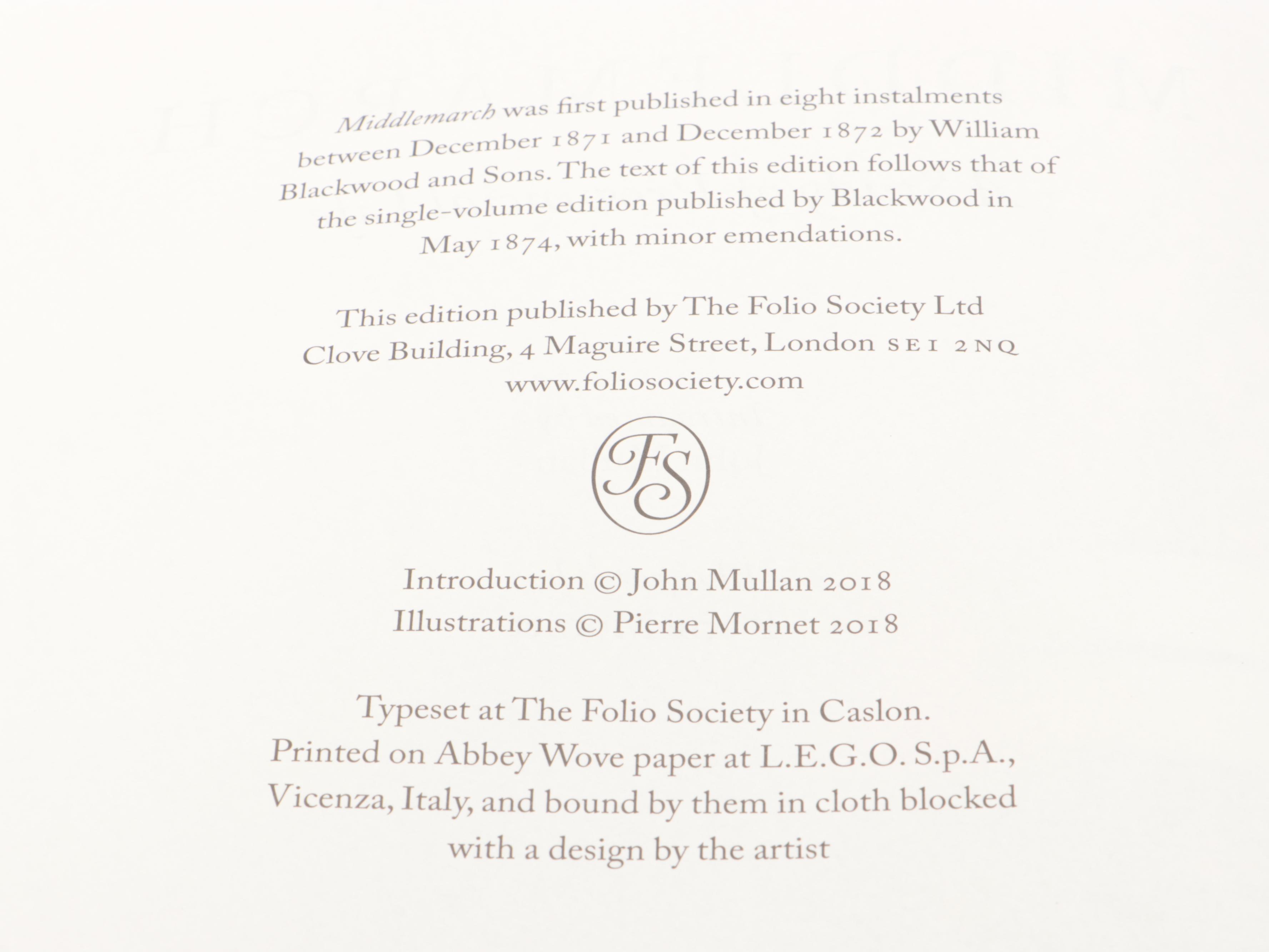 Folio Society "Les Misérables" by Victor Hugo and "Middlemarch" by George Eliot