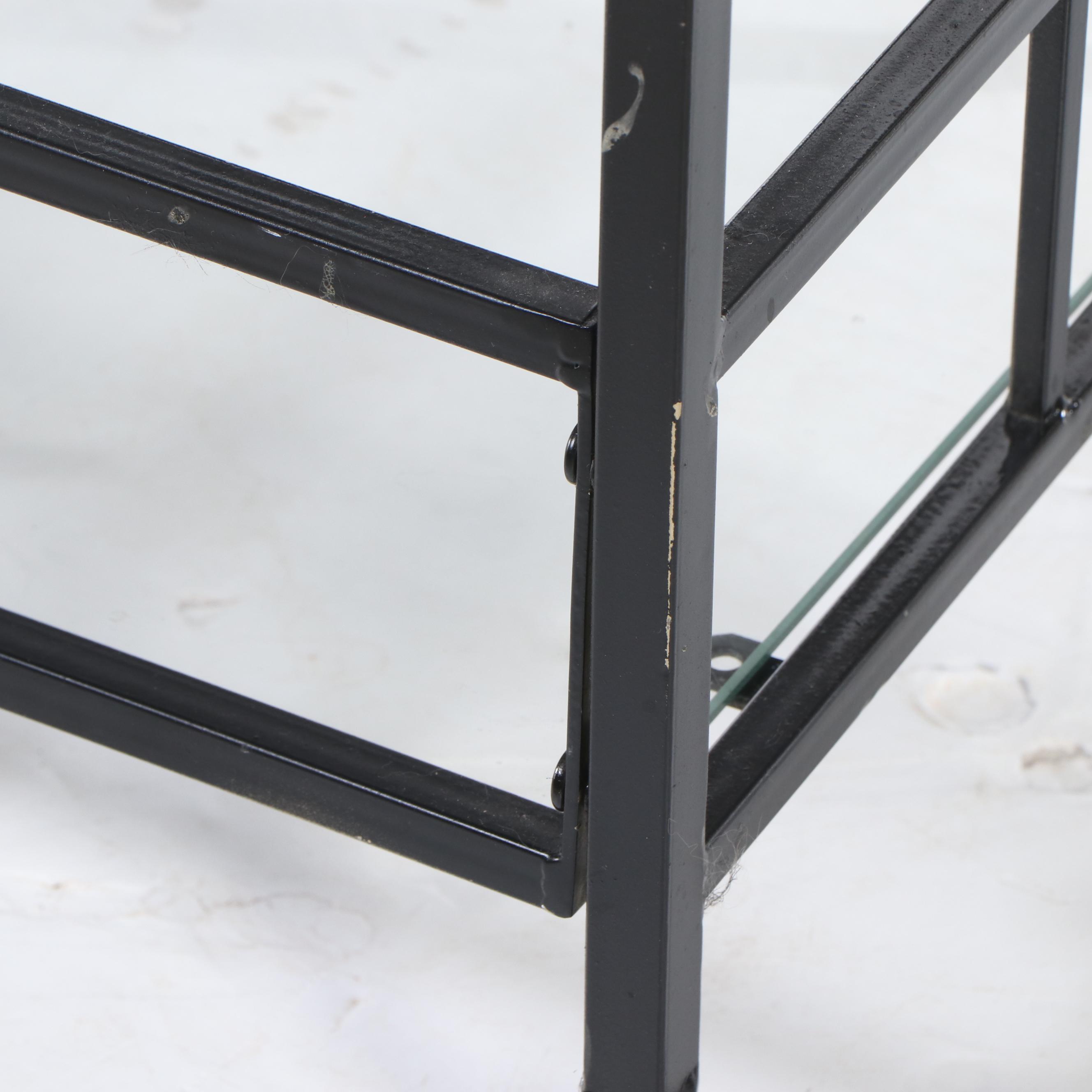 Modernist Style Black Metal and Glass Two-Tier Bar Cart