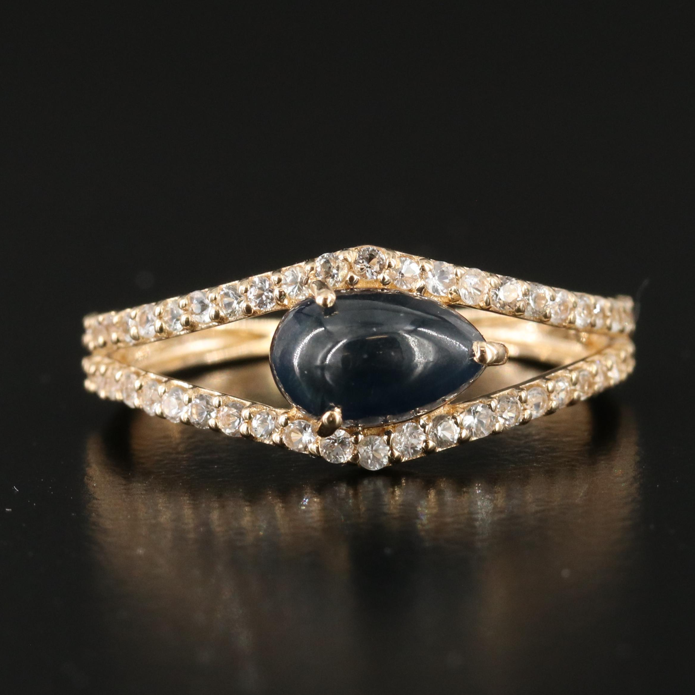 14K 2.00 CT Sapphire and White Sapphire Ring