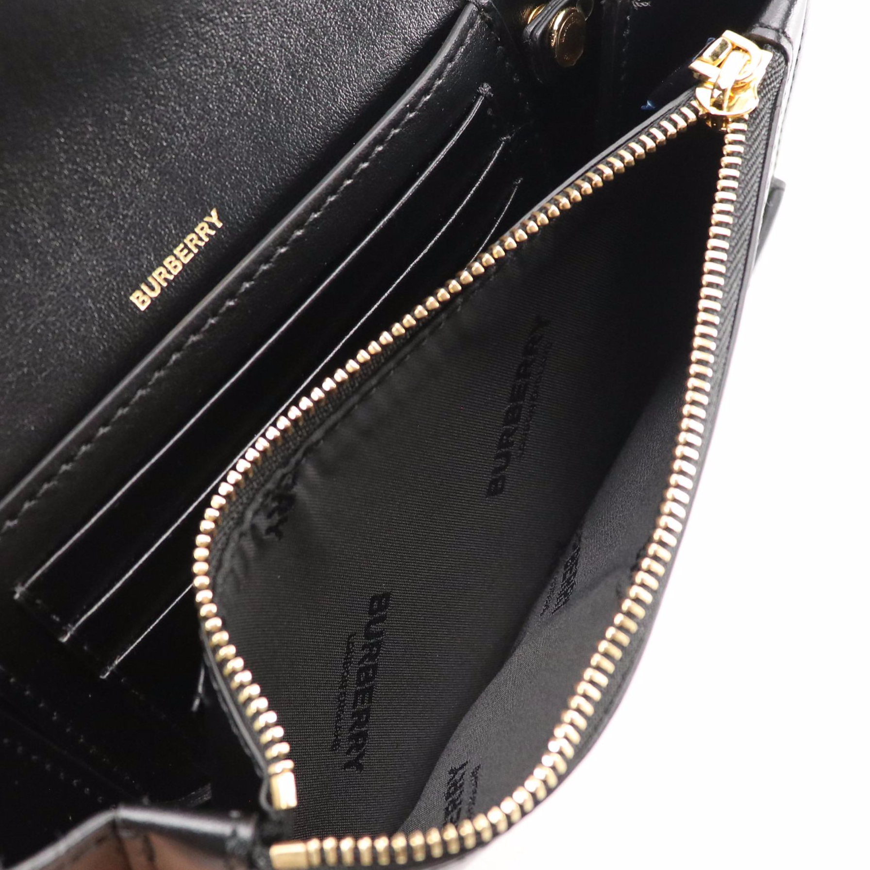 Burberry "Camille" Chain Wallet in Black and White Deer Print Leather, With Tag