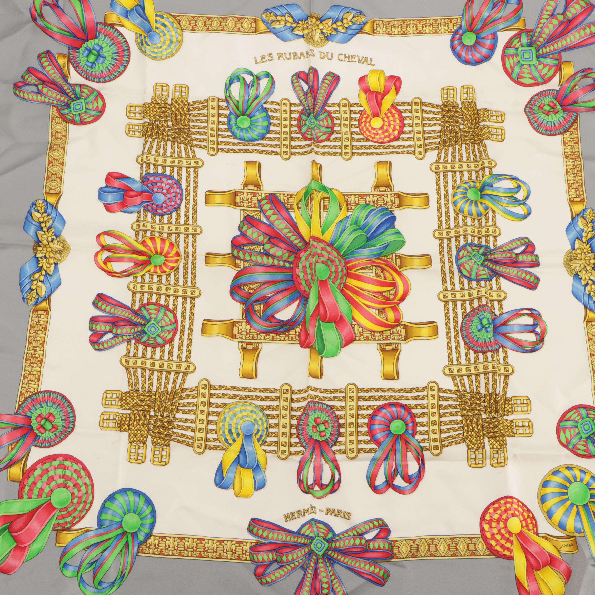 Hermès "Les Rubans du Cheval" Scarf 90 in Silk Twill