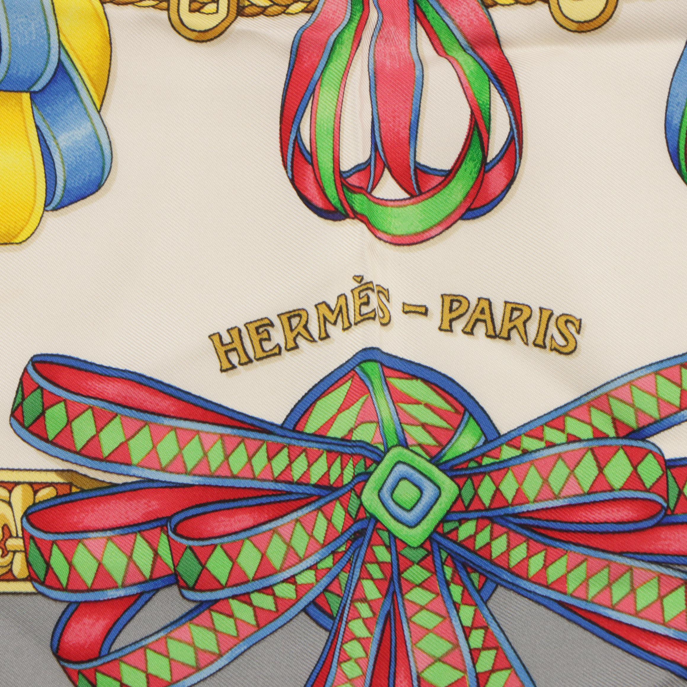 Hermès "Les Rubans du Cheval" Scarf 90 in Silk Twill
