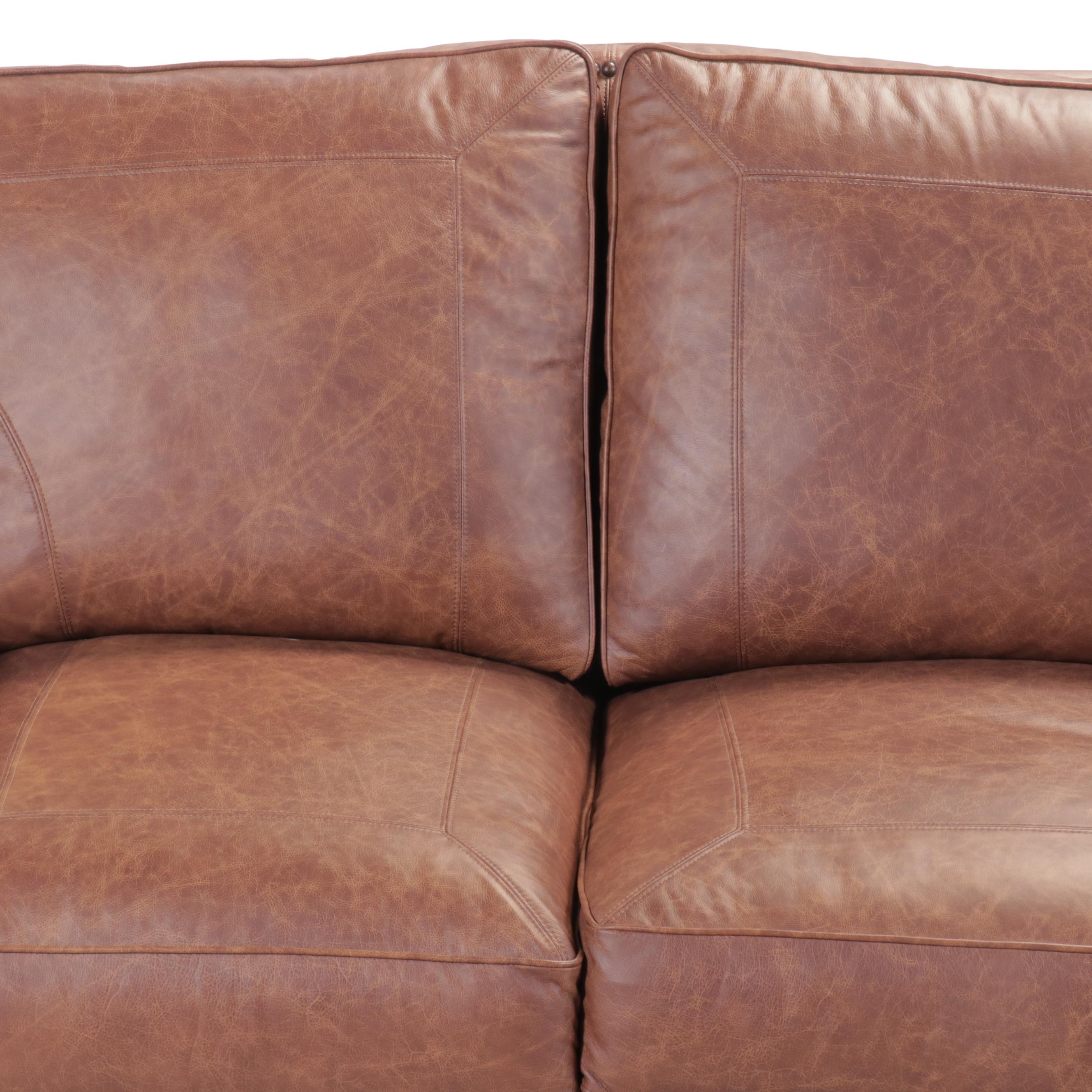 Artistic Leathers Contemporary Leather Upholstered Roll Arm Loveseat