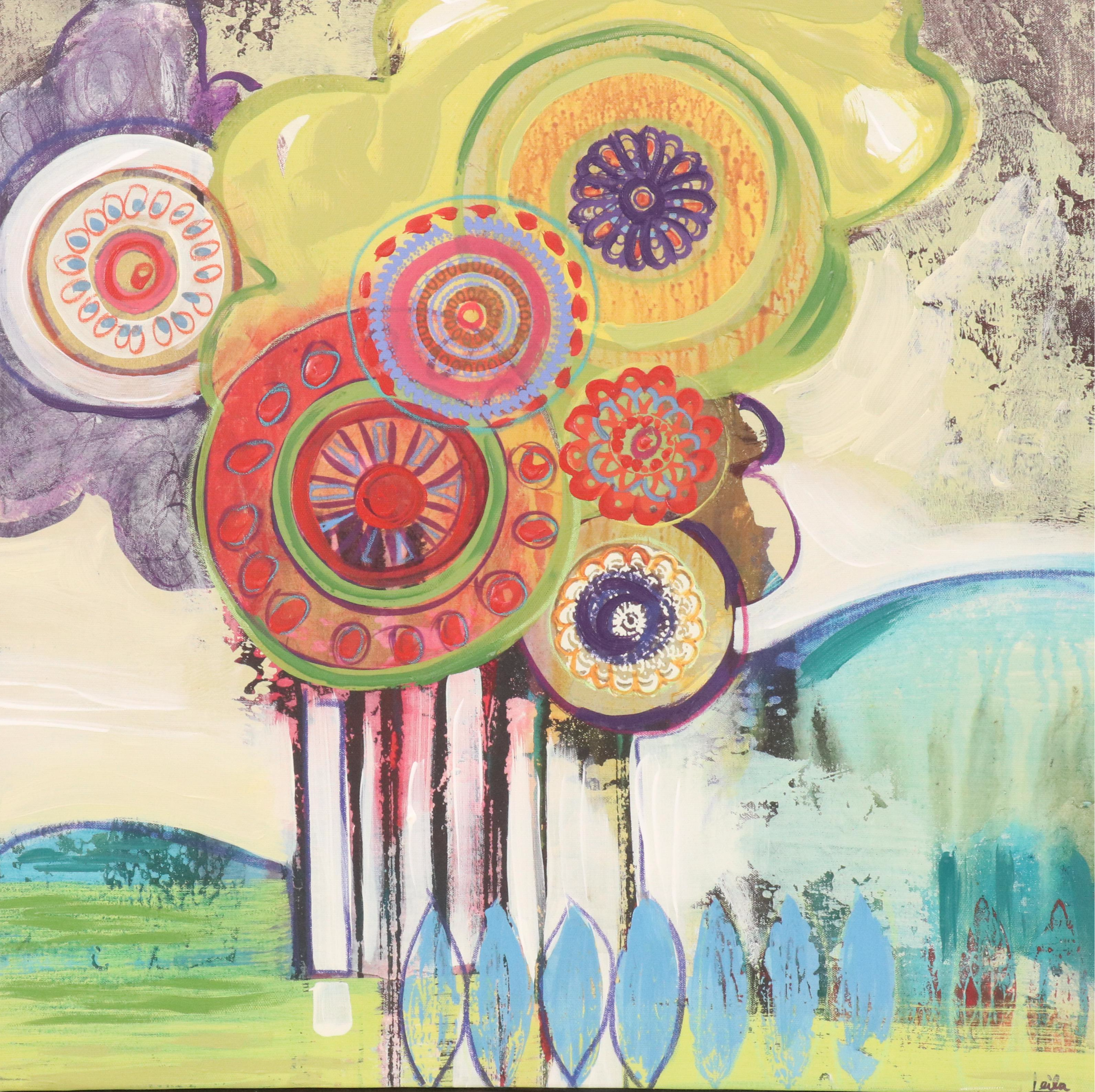 Embellished Giclée After Leila "Trees," 21st Century