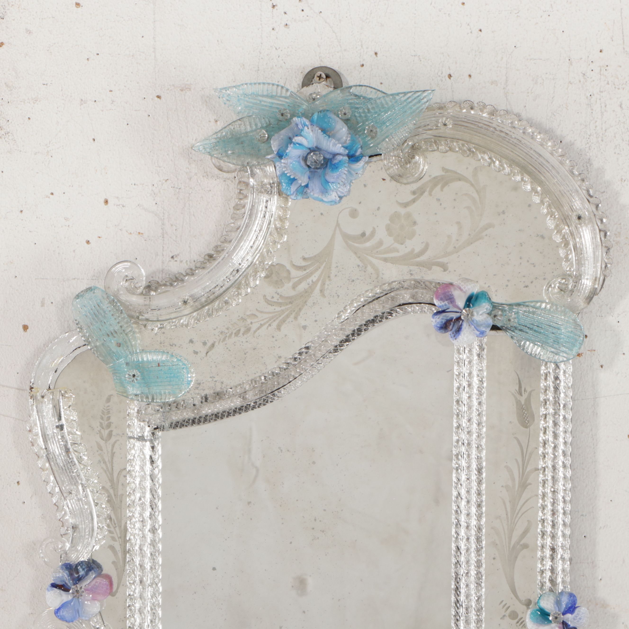 Venetian Engraved and Embellished Wall Mirror, 20th Century