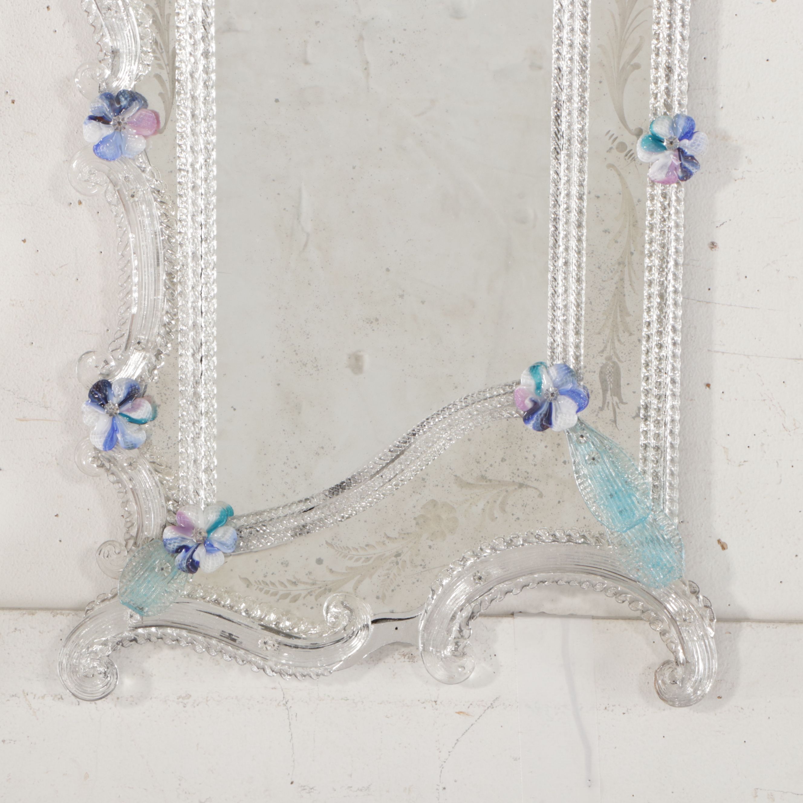 Venetian Engraved and Embellished Wall Mirror, 20th Century