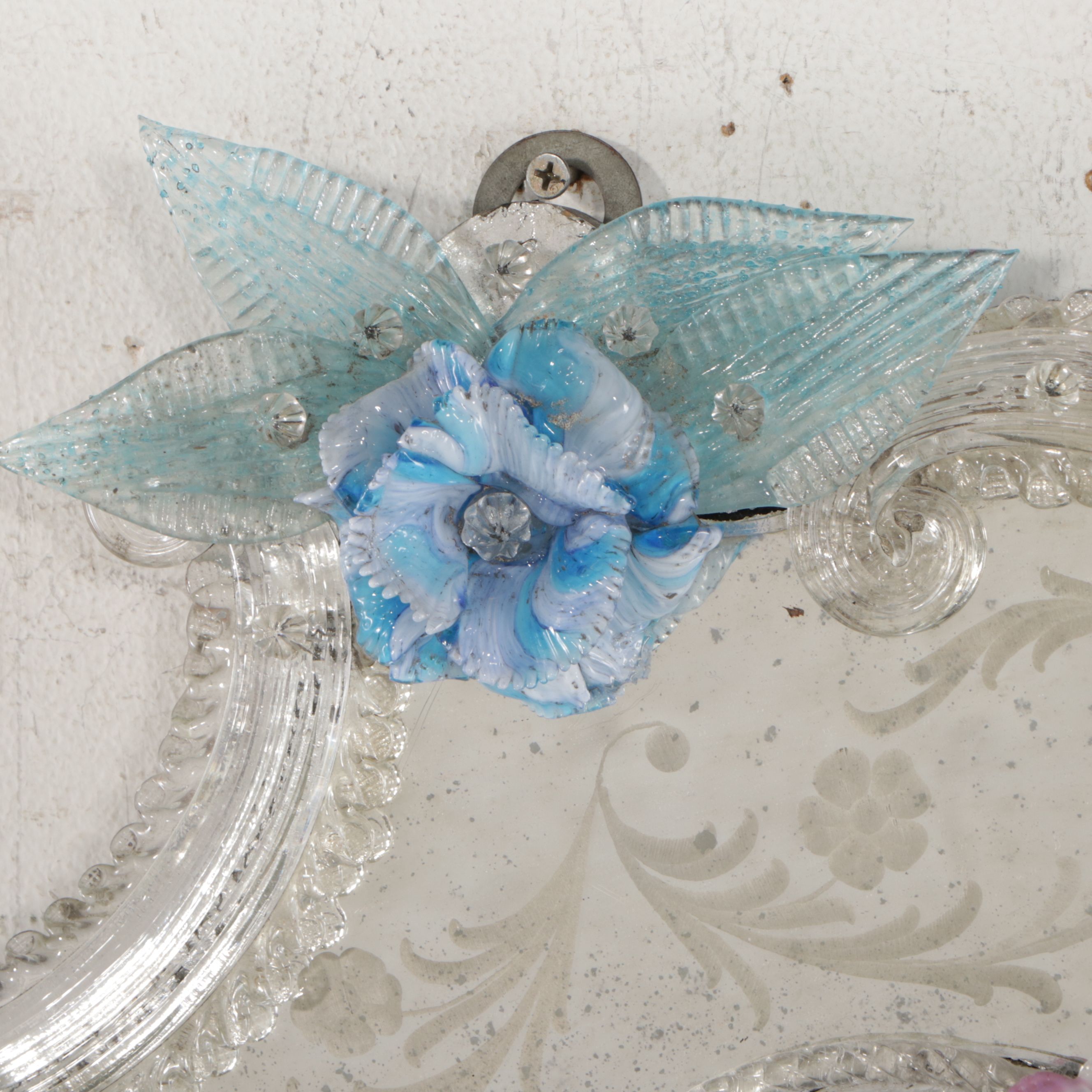 Venetian Engraved and Embellished Wall Mirror, 20th Century