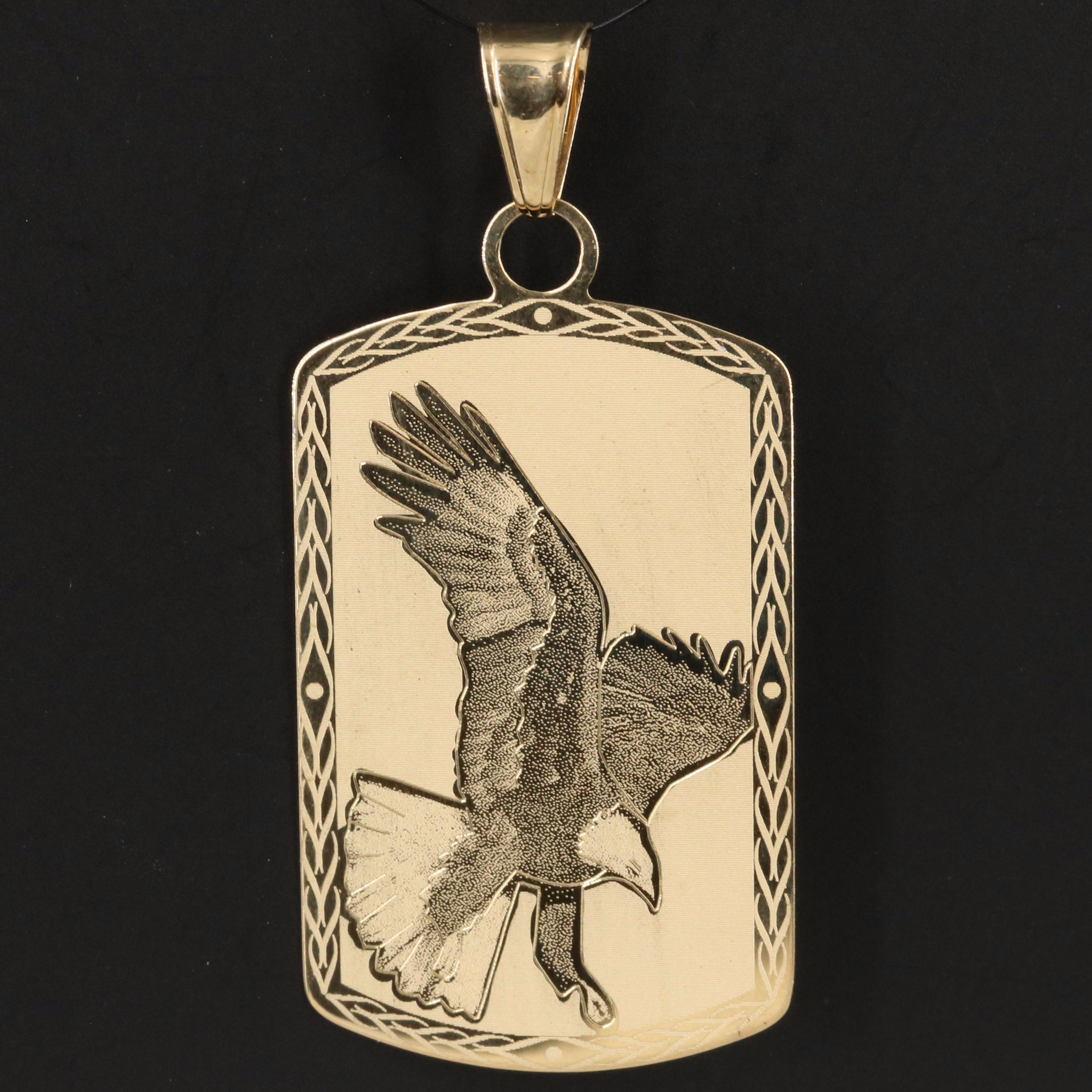 Italian 14K Eagle Dog Tag Pendant