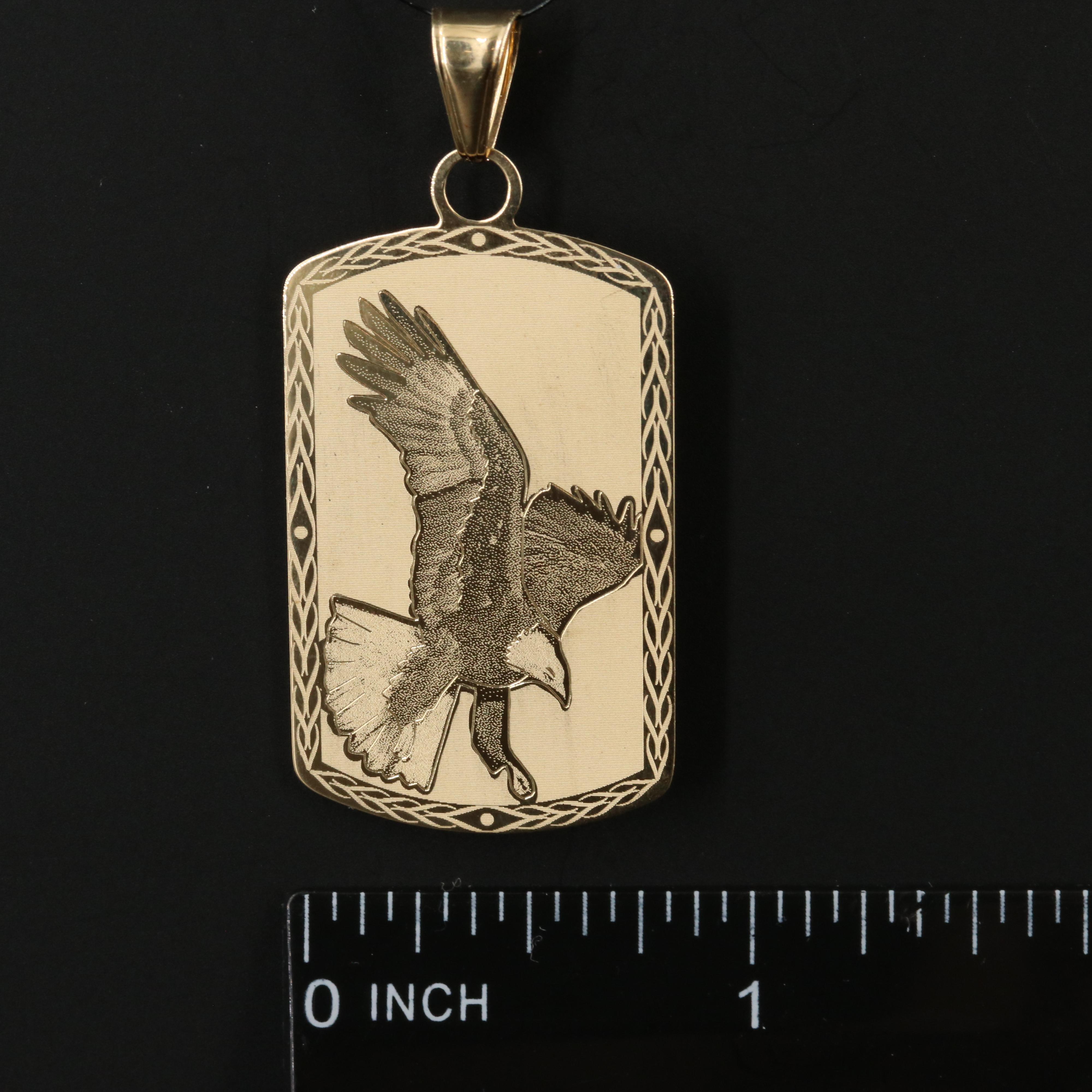 Italian 14K Eagle Dog Tag Pendant