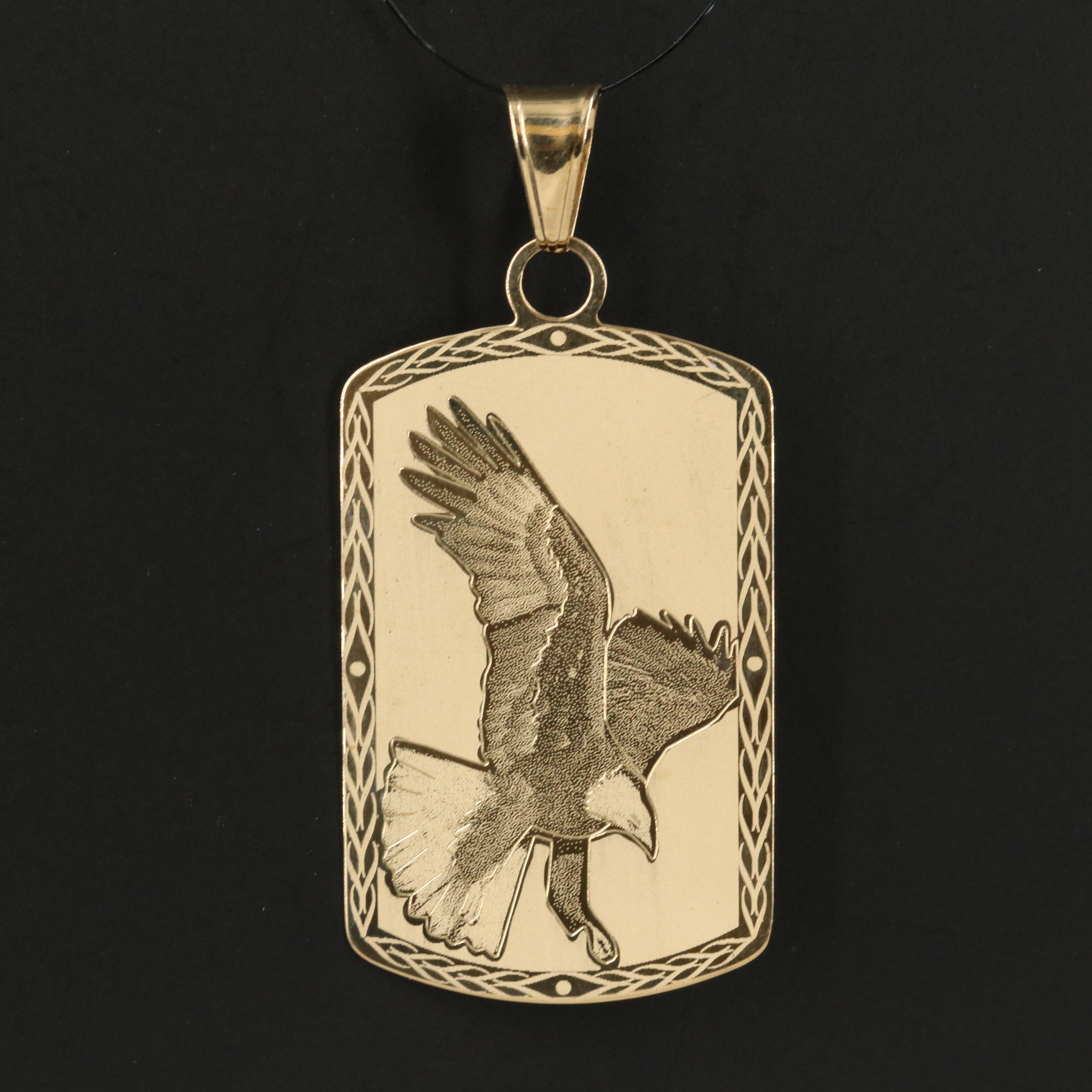 Italian 14K Eagle Dog Tag Pendant