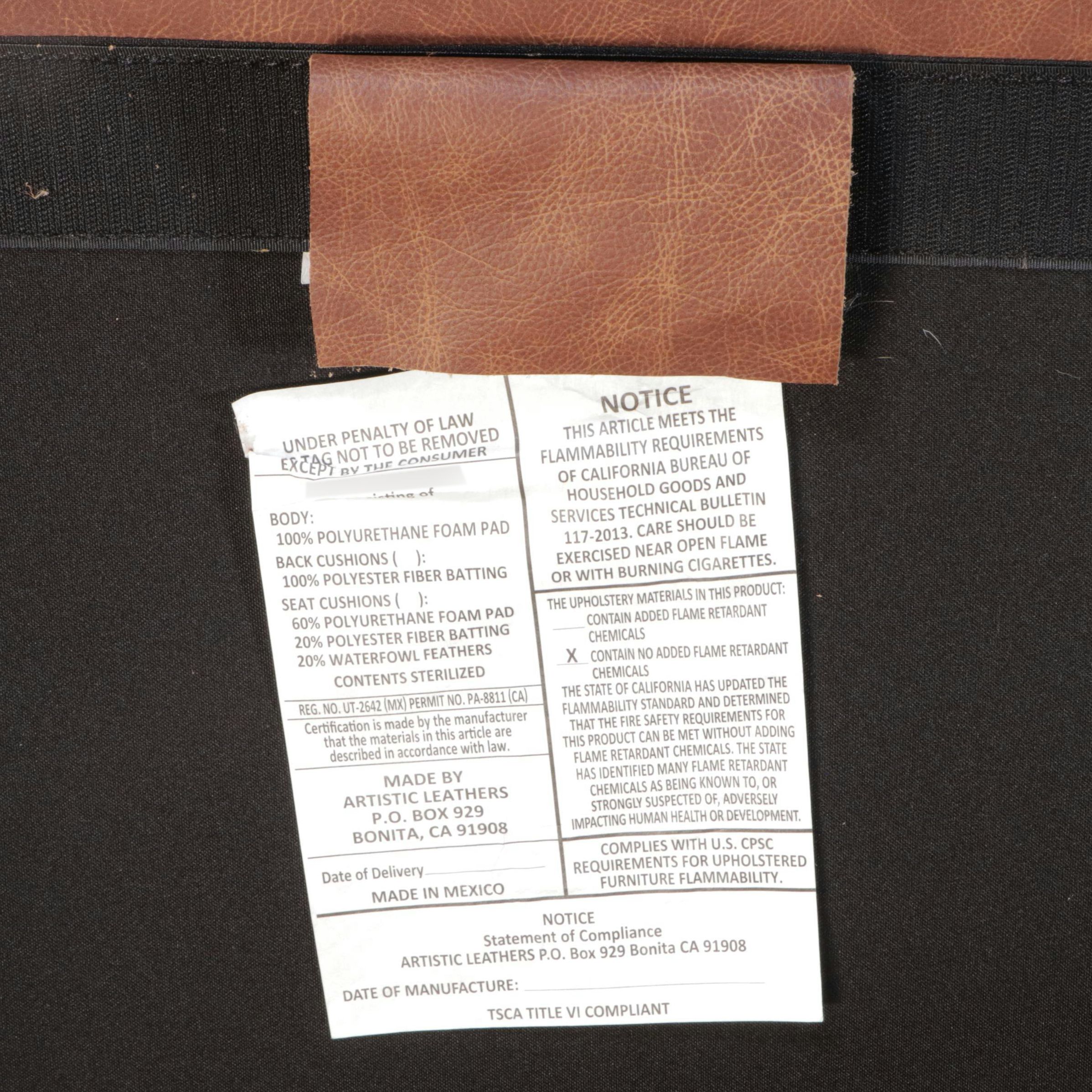 Artistic Leathers Contemporary Leather Upholstered Roll Arm Loveseat