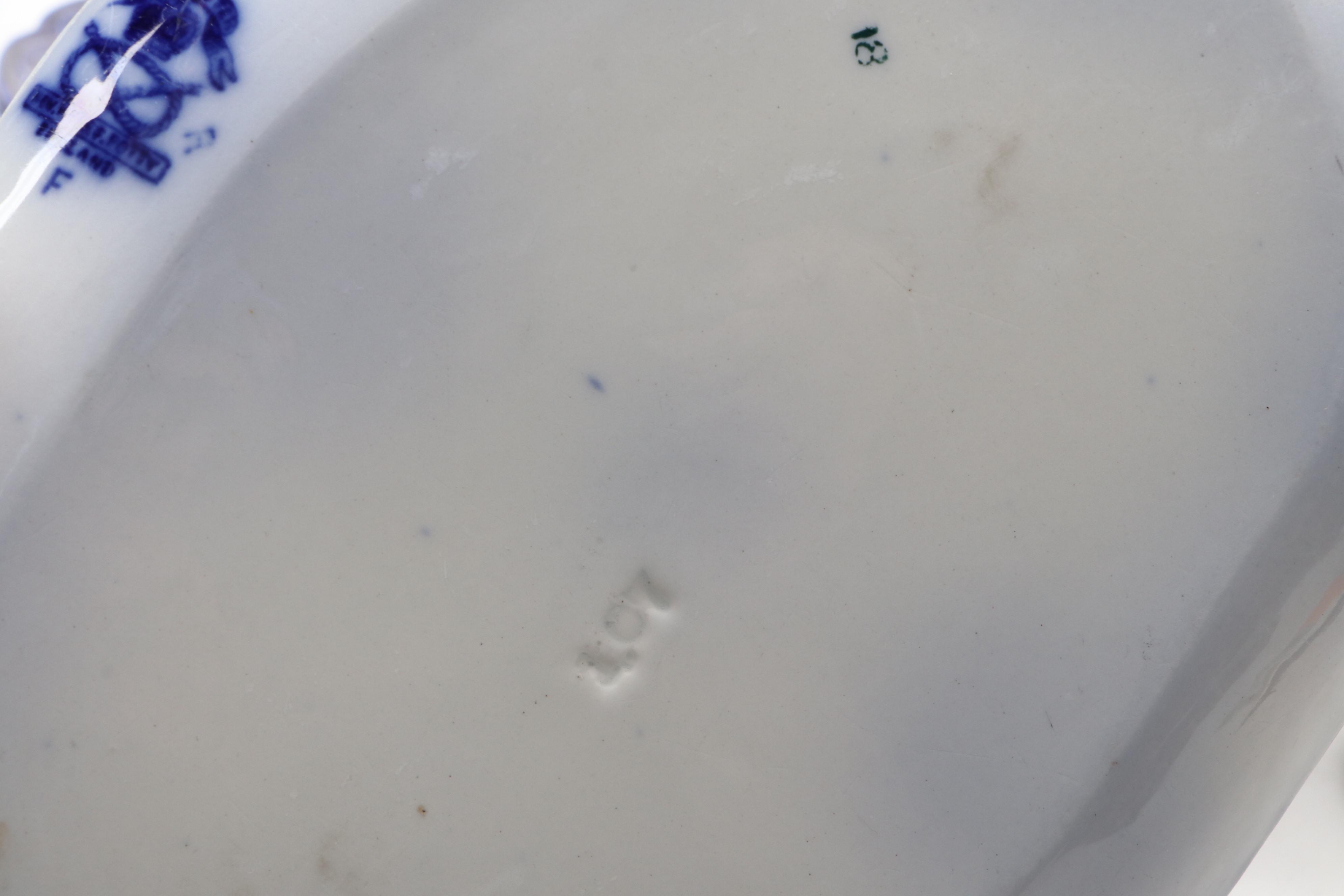 Victorian Flow Blue Plates and Other Tableware, Late 19th Century