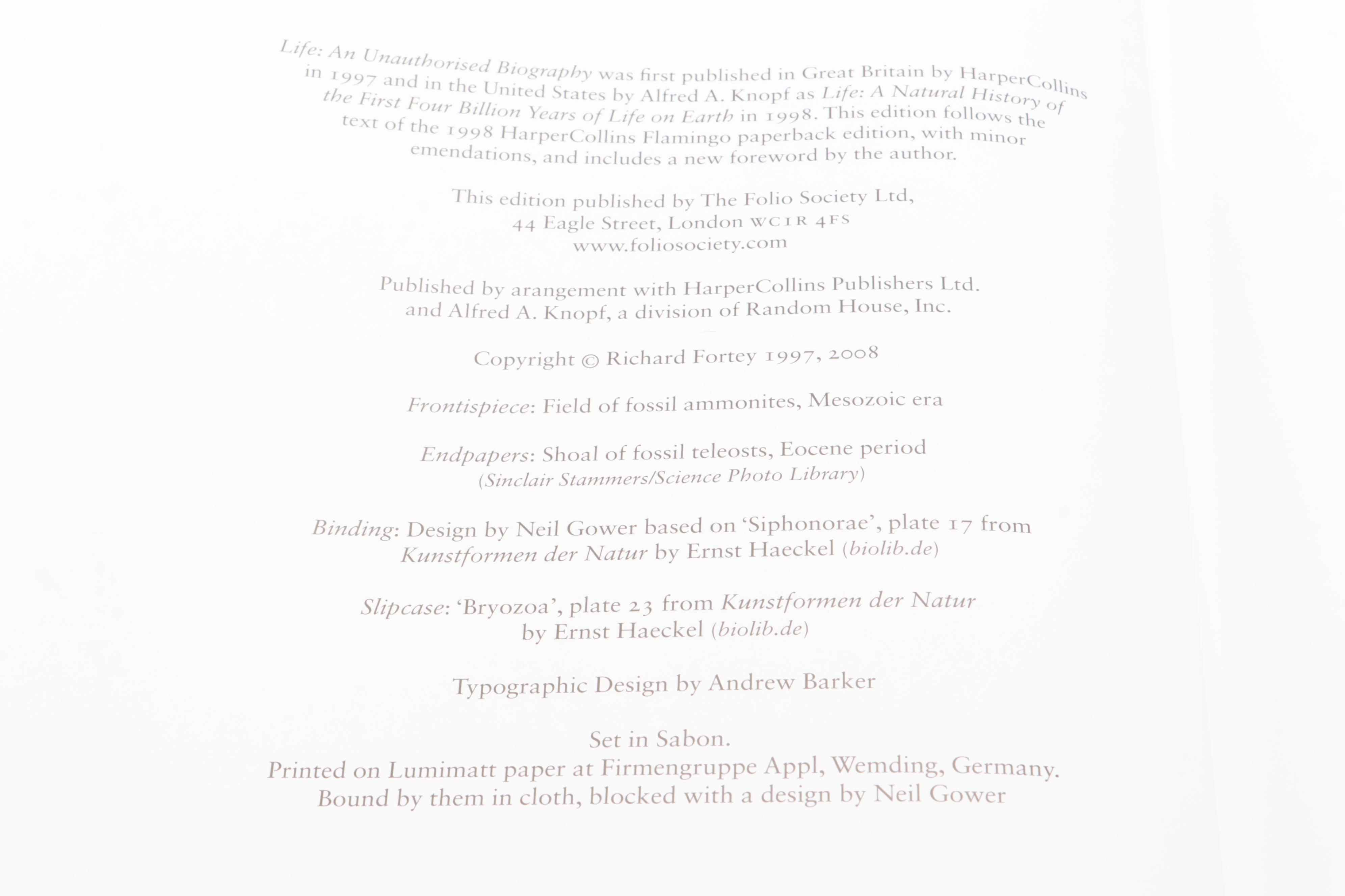 Folio Society "Life: An Unauthorised Biography" by Richard Fortey and More Books