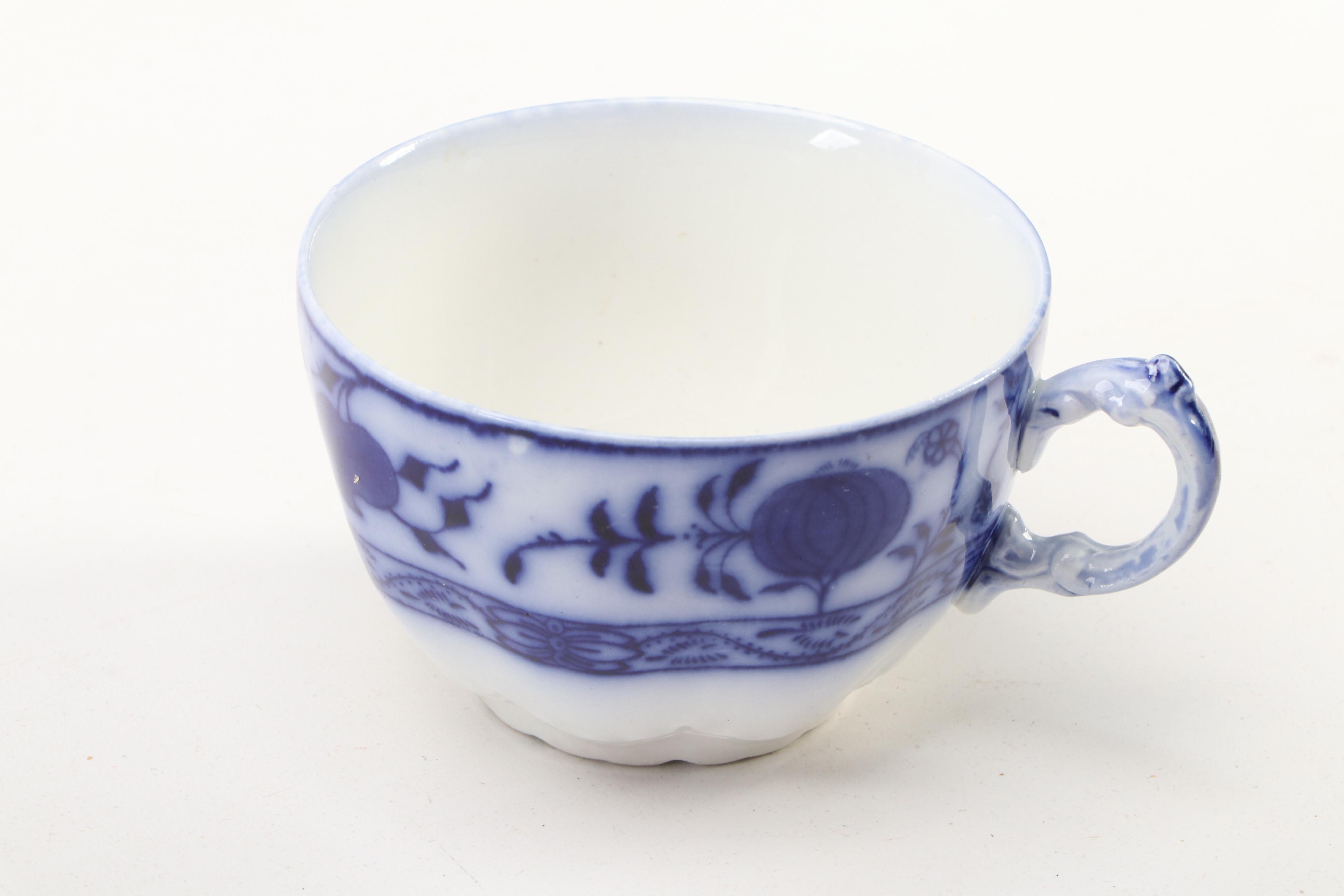 Victorian Flow Blue Plates and Other Tableware, Late 19th Century