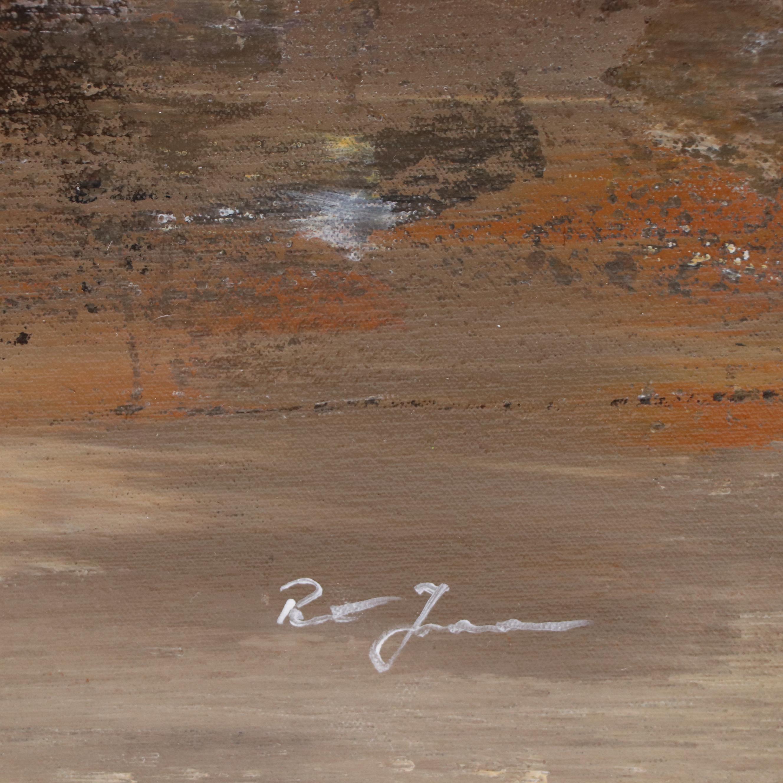 Paul Juszkiewicz Stylized Cityscape Acrylic Painting, 21st Century