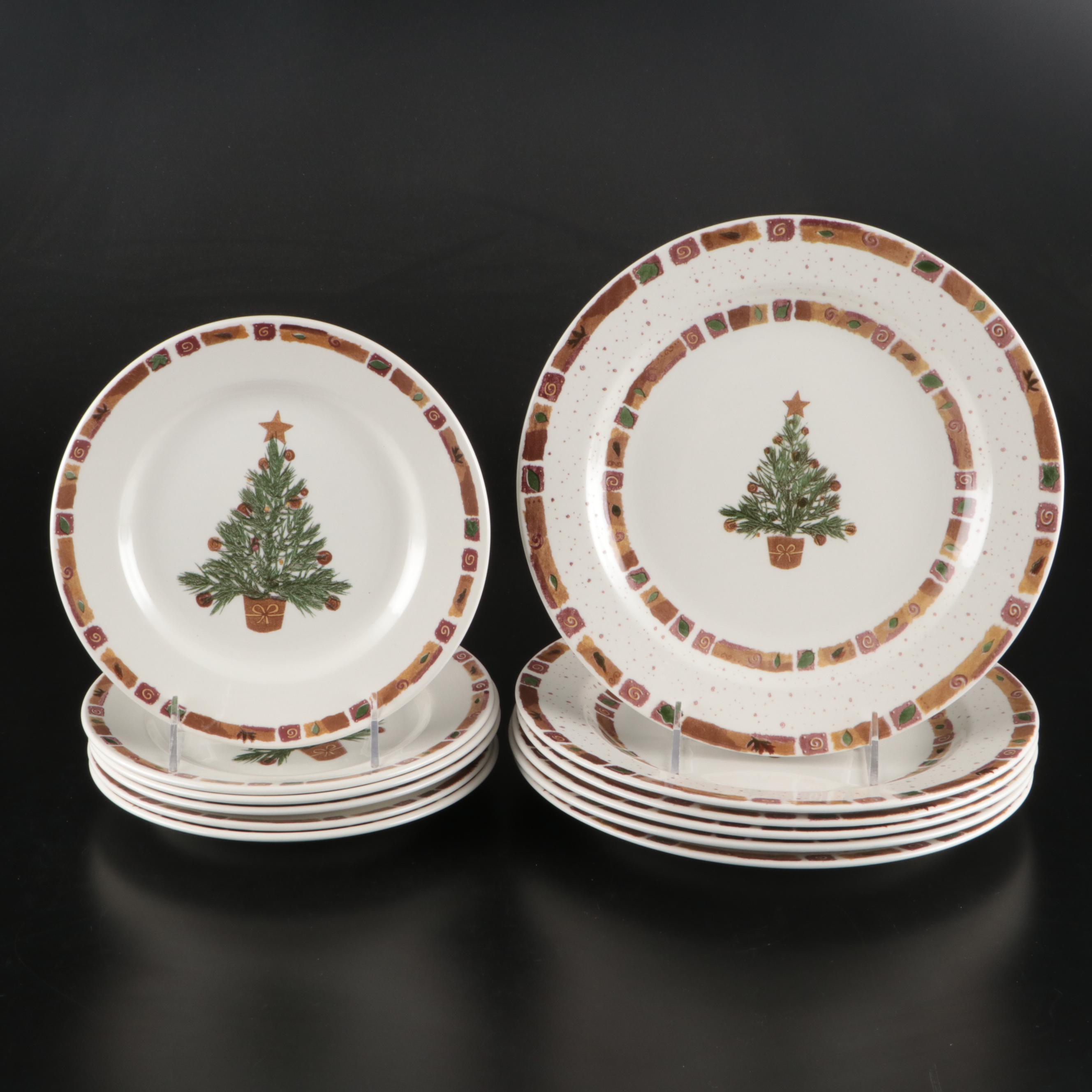 Pier 1 "Natural Christmas" Ceramic Salad and Dinner Plates