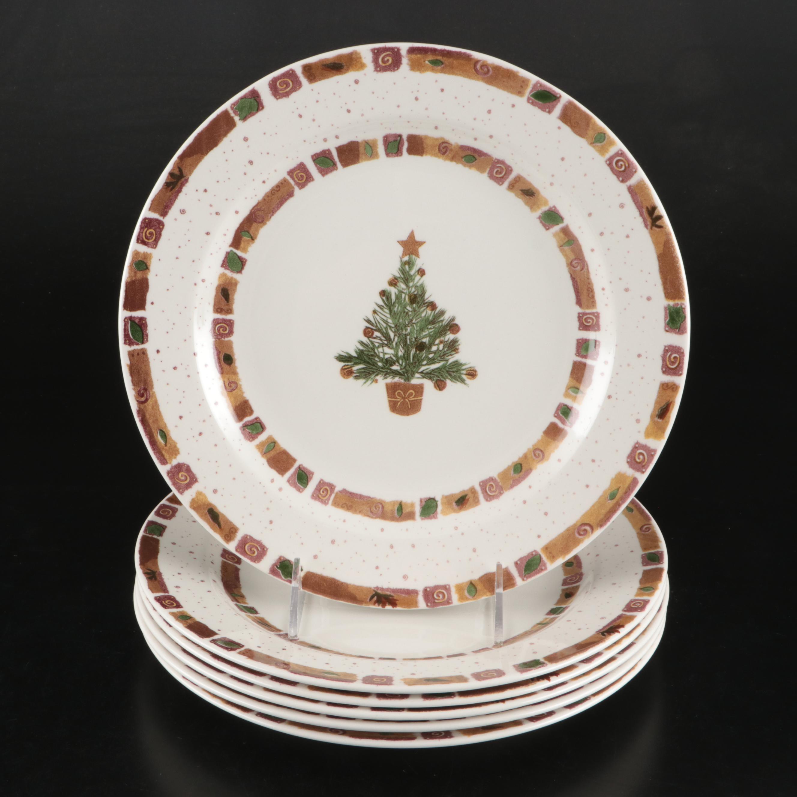 Pier 1 "Natural Christmas" Ceramic Salad and Dinner Plates