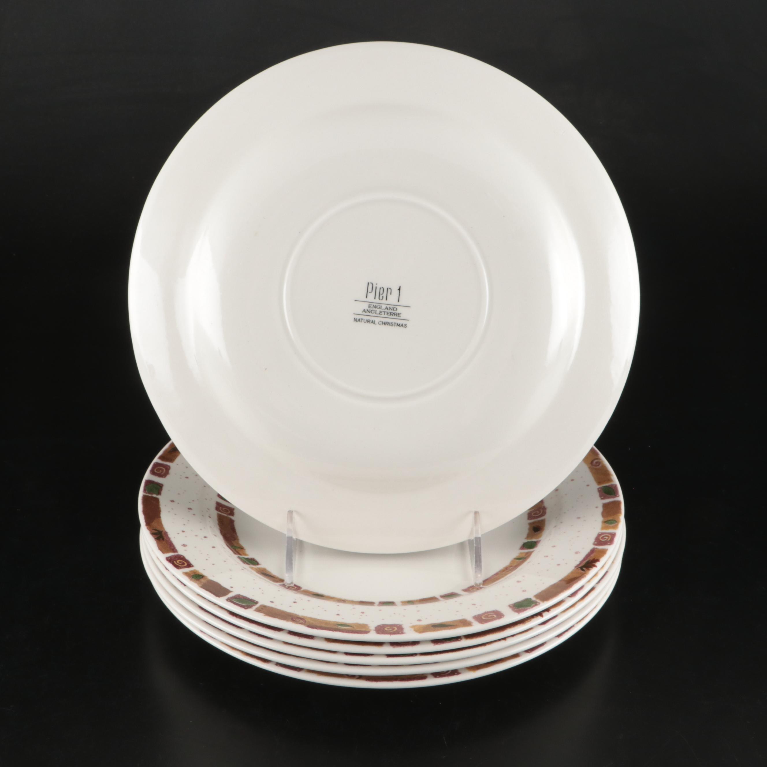 Pier 1 "Natural Christmas" Ceramic Salad and Dinner Plates