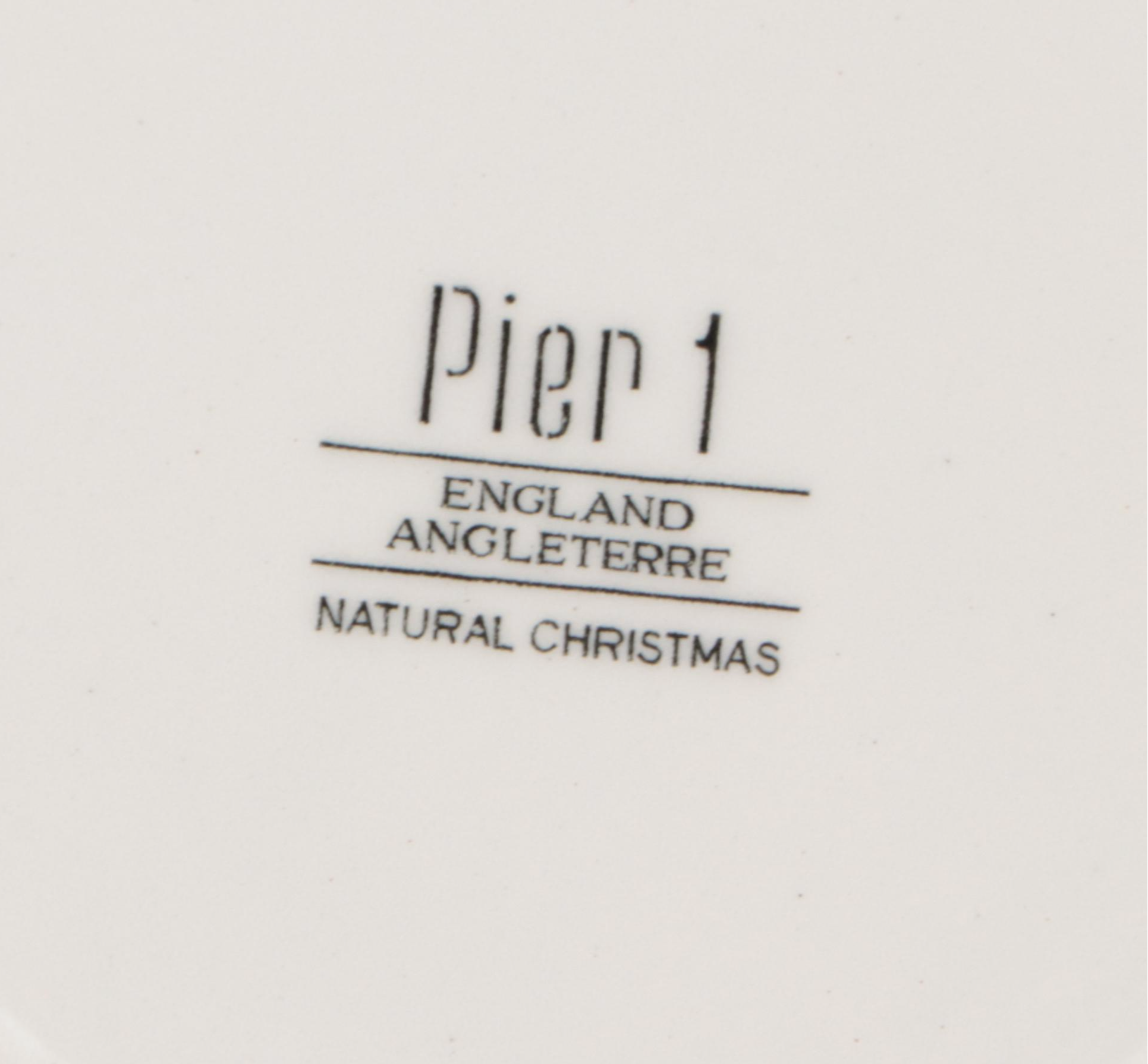 Pier 1 "Natural Christmas" Ceramic Salad and Dinner Plates