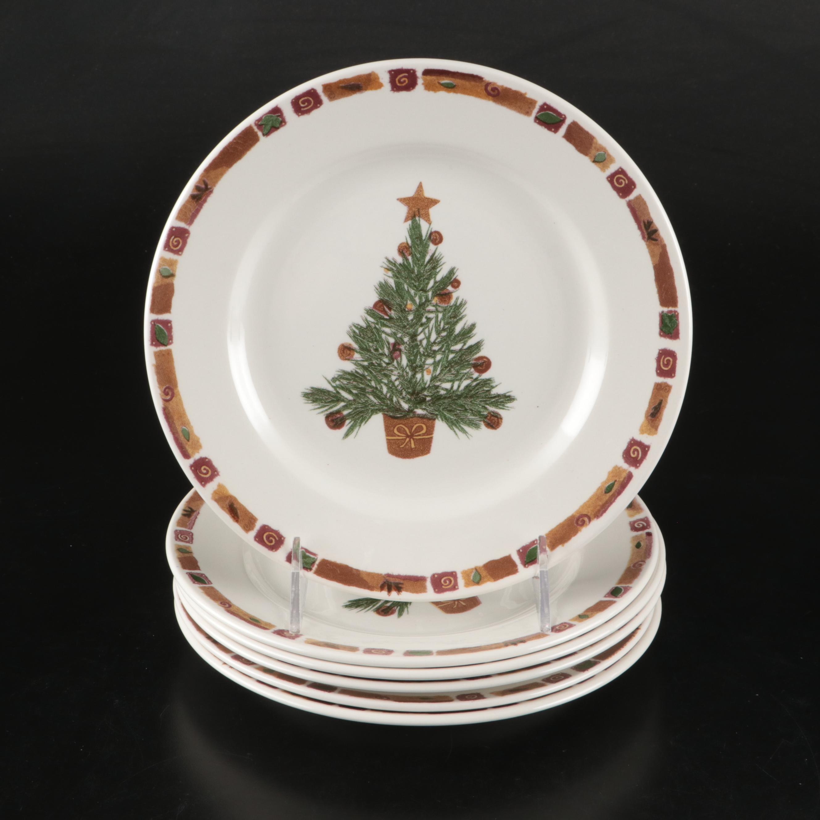 Pier 1 "Natural Christmas" Ceramic Salad and Dinner Plates