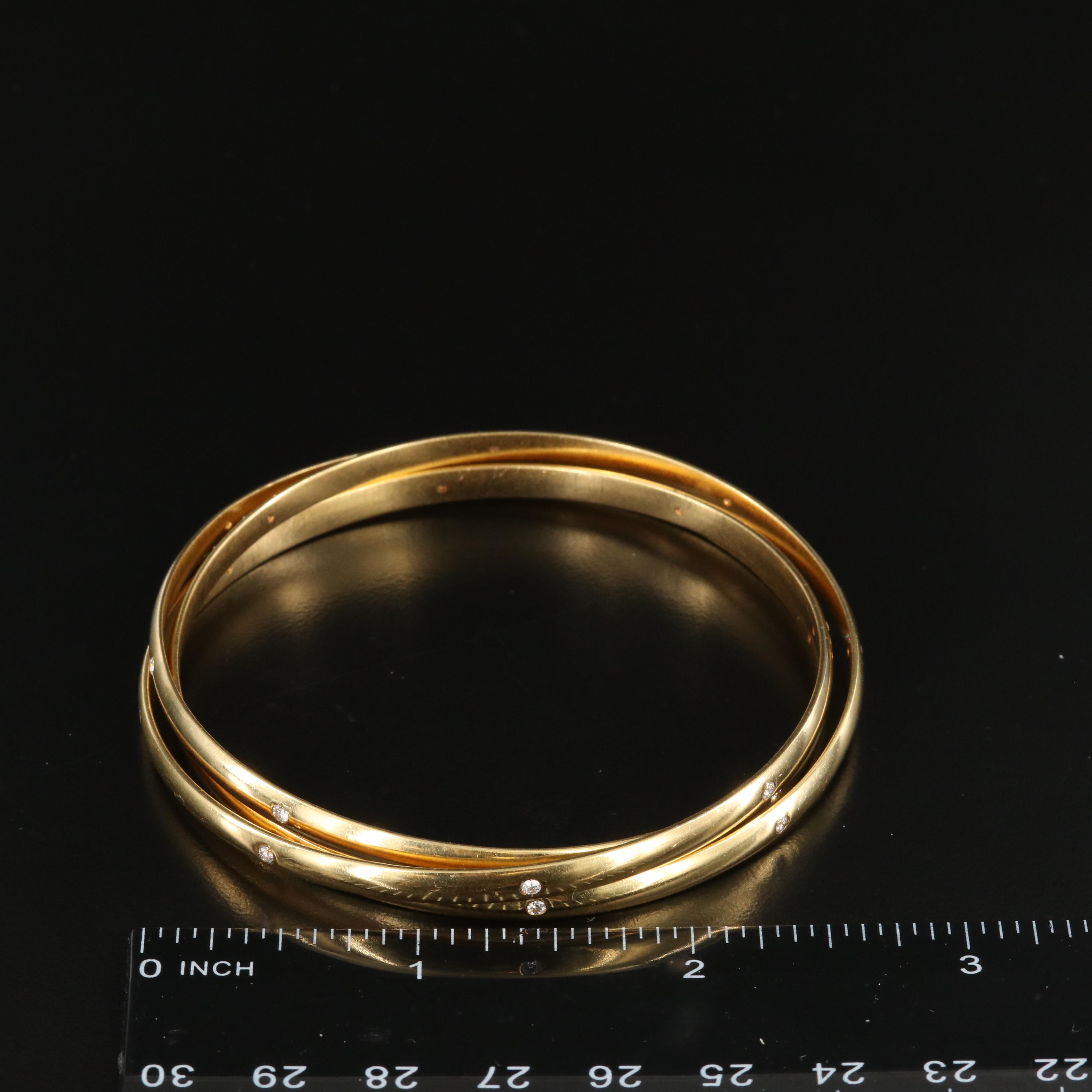 18K CTW 0.60 CTW Diamond Rolling Bangle Bracelets