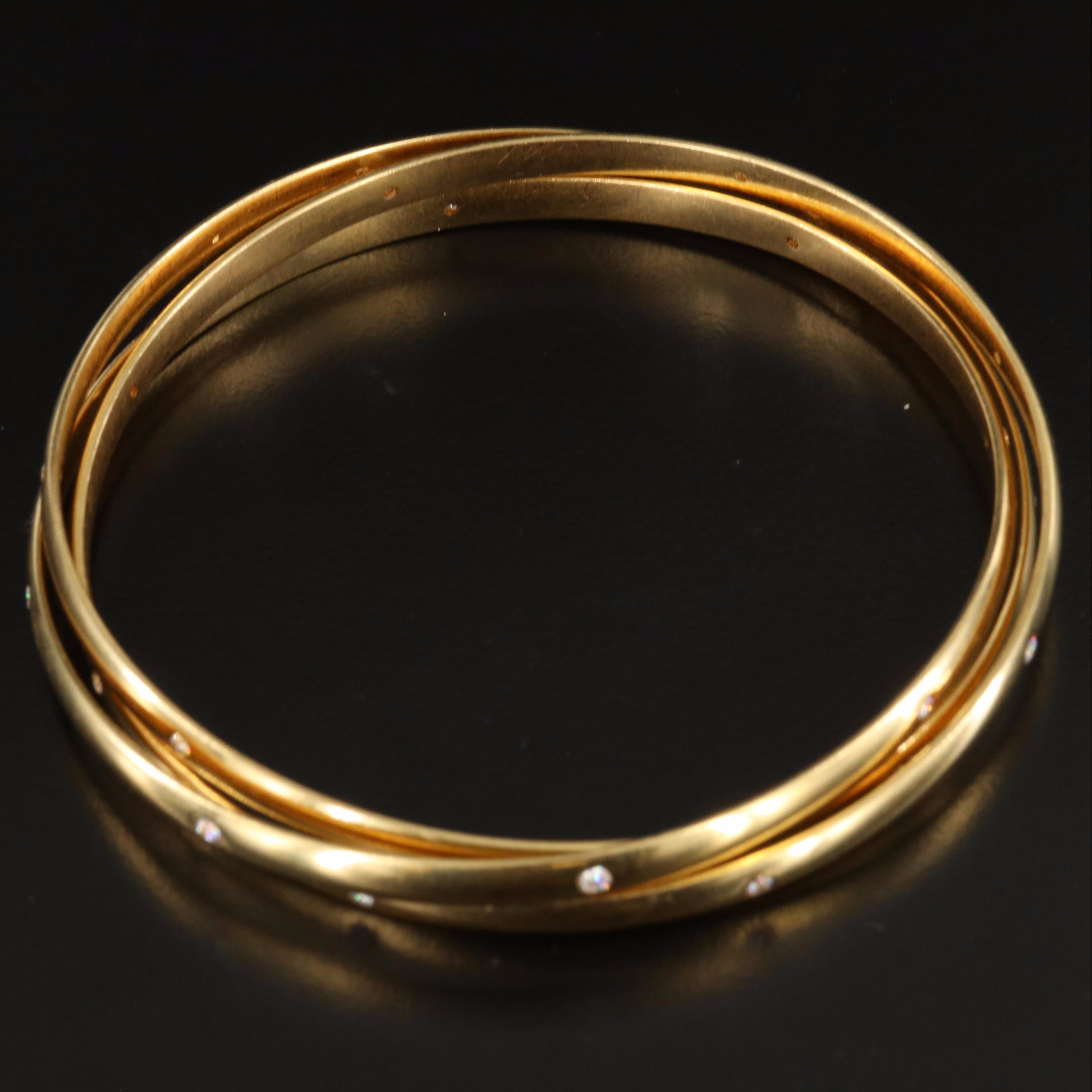 18K CTW 0.60 CTW Diamond Rolling Bangle Bracelets