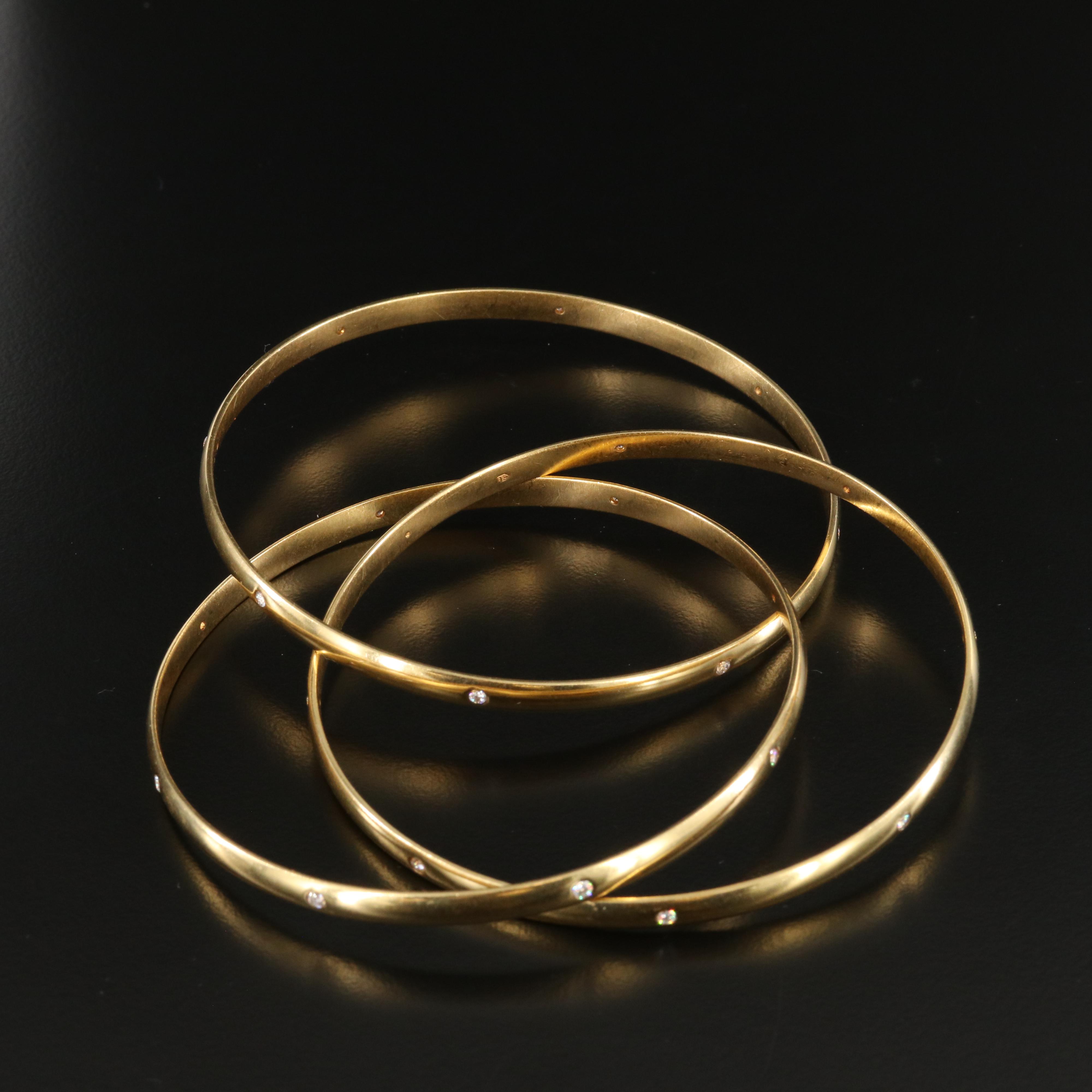 18K CTW 0.60 CTW Diamond Rolling Bangle Bracelets