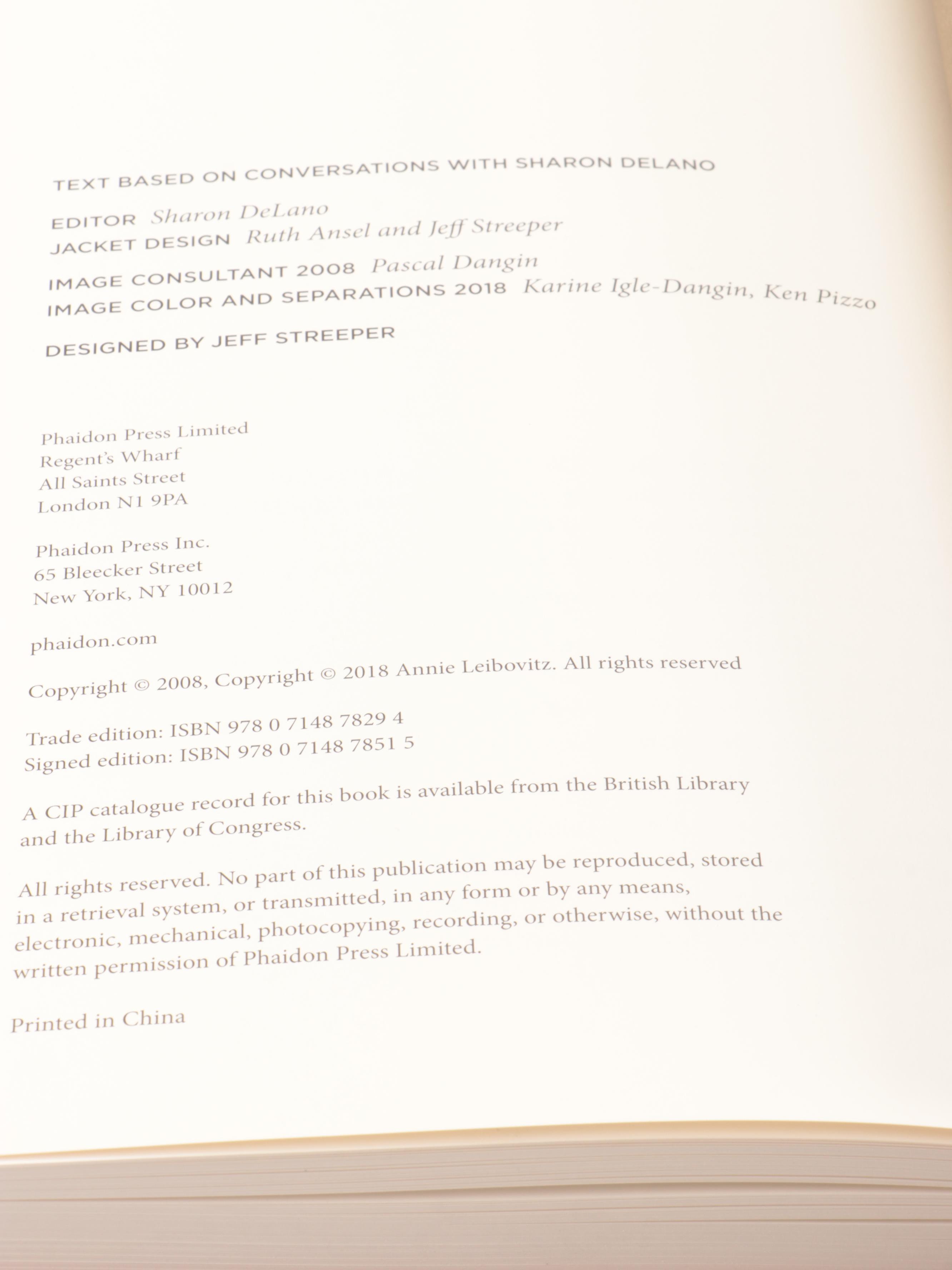 Signed First Revised Edition "Annie Leibovitz at Work" by Annie Leibovitz, 2018