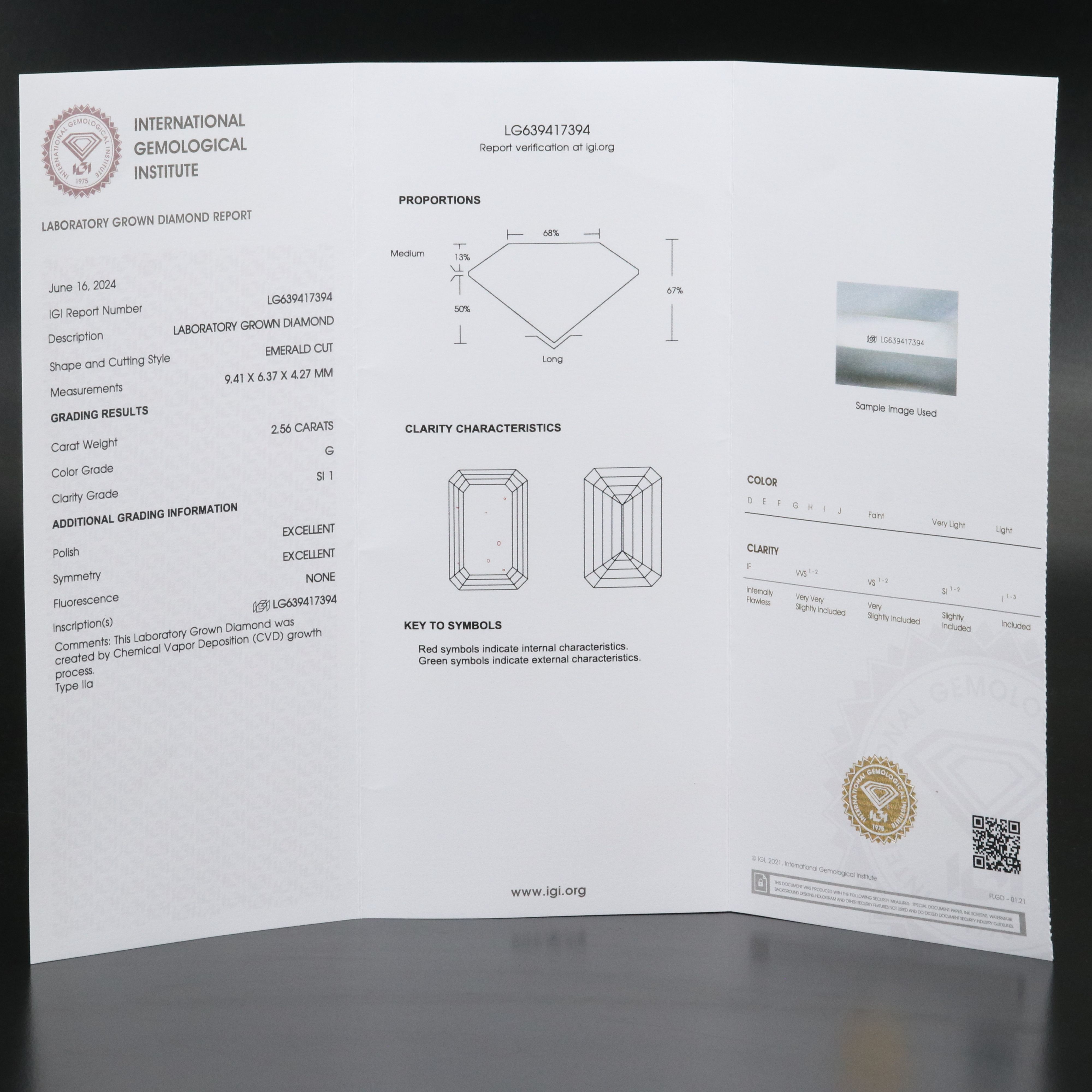 Loose 2.56 CT Lab Grown Diamond with IGI Report