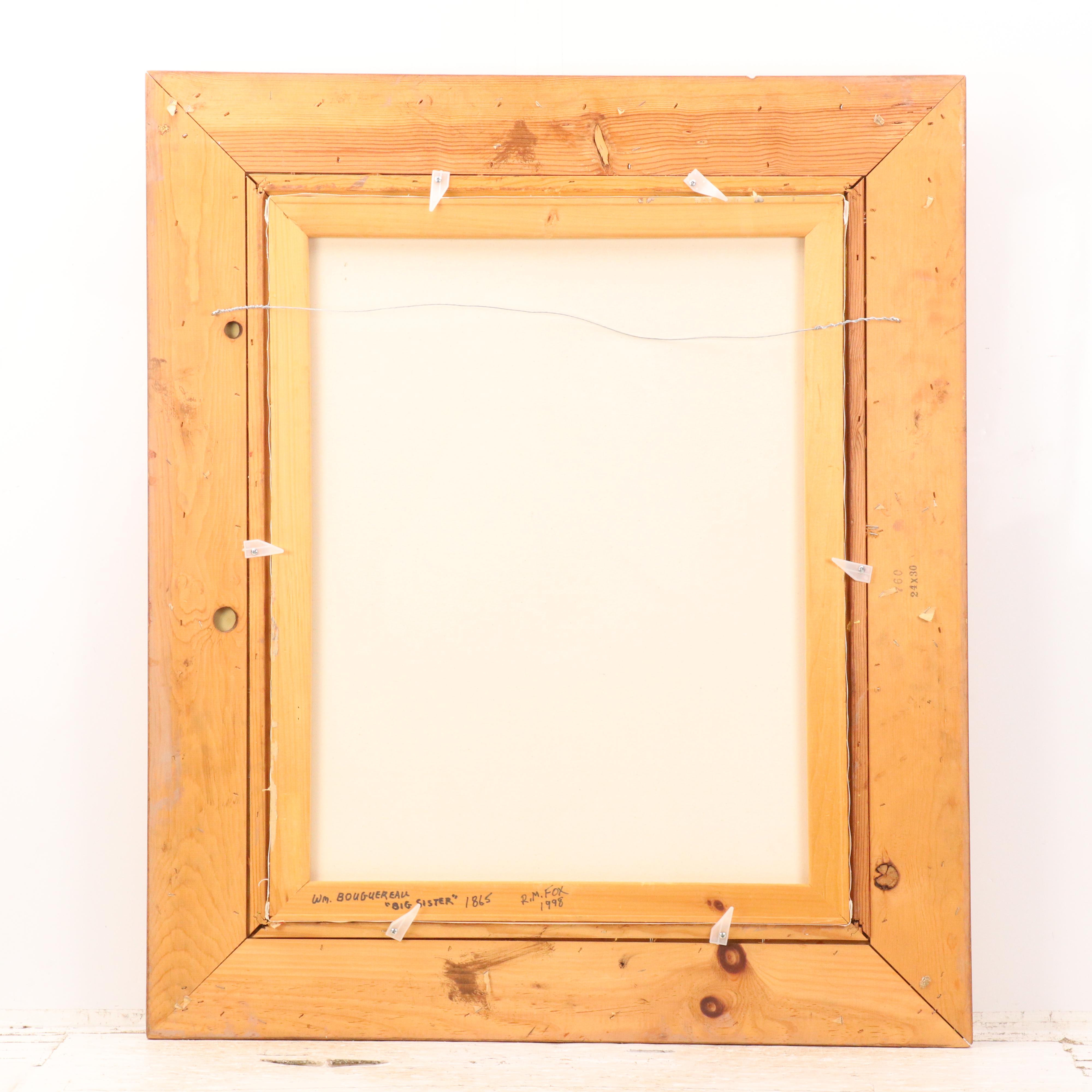 Portrait Oil Painting of Young Woman Holding Child, Late 20th Century