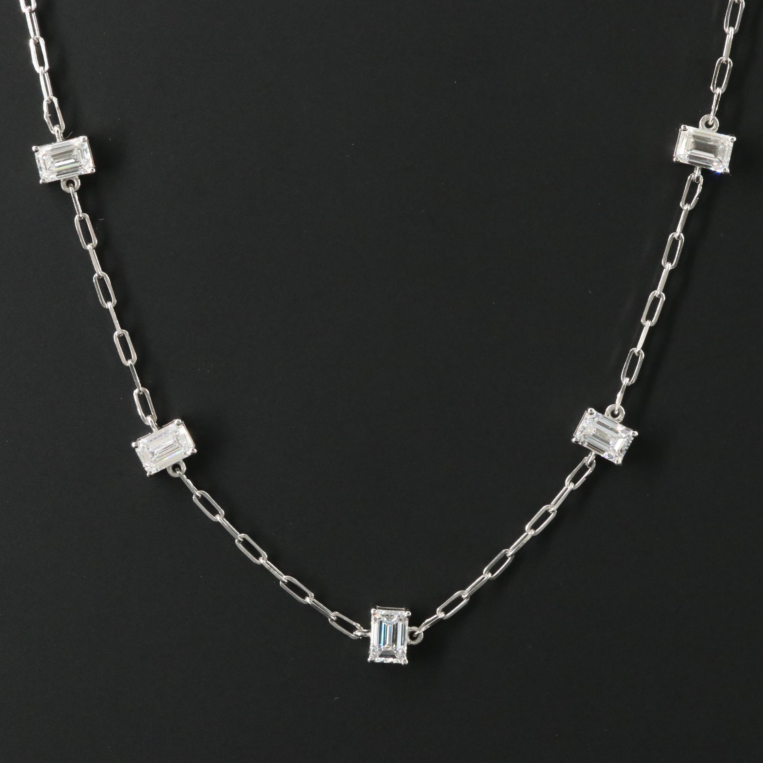 Platinum 5.99 CTW Lab Grown Diamond Station Necklace